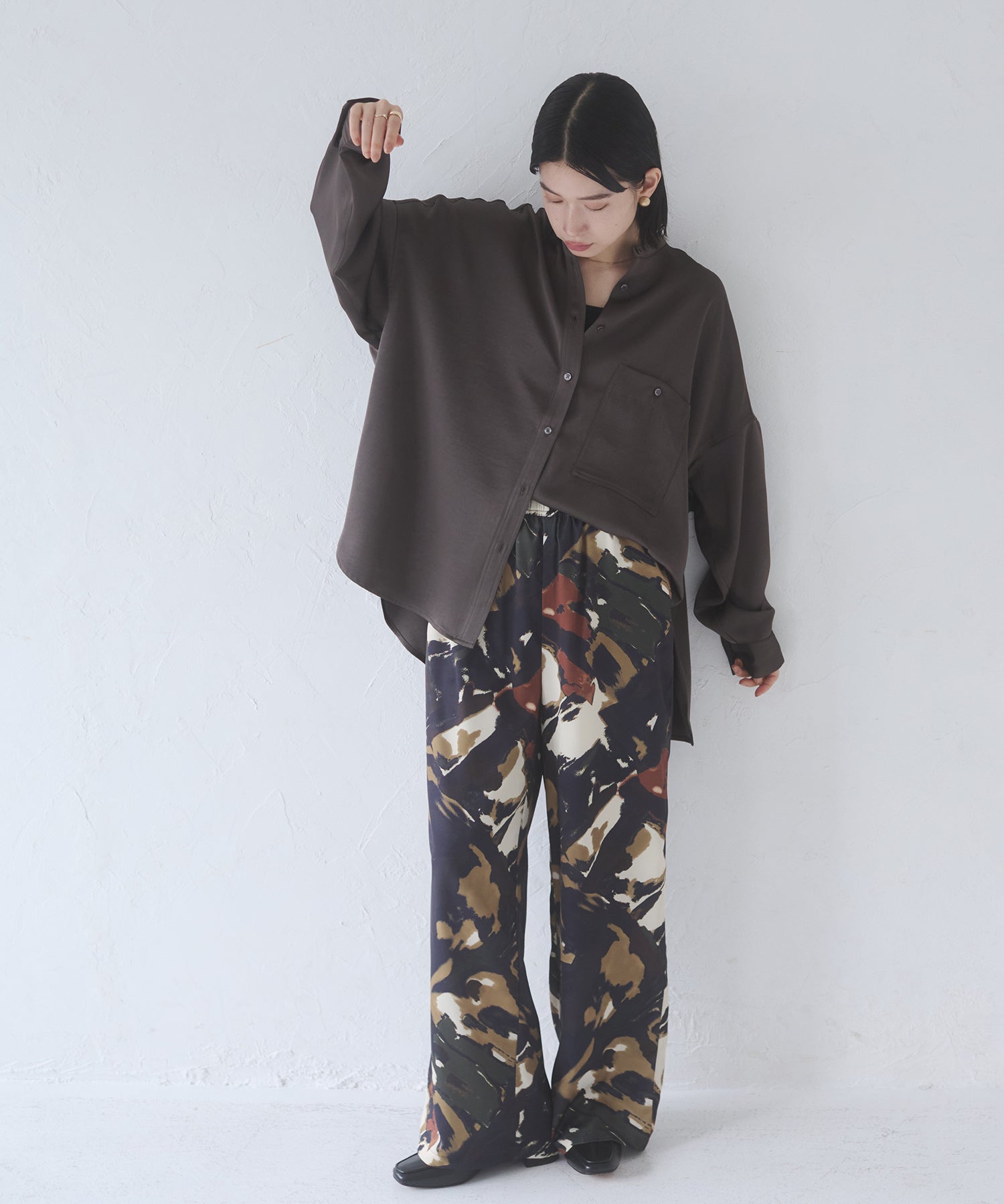 マットサテン オーバーシャツ