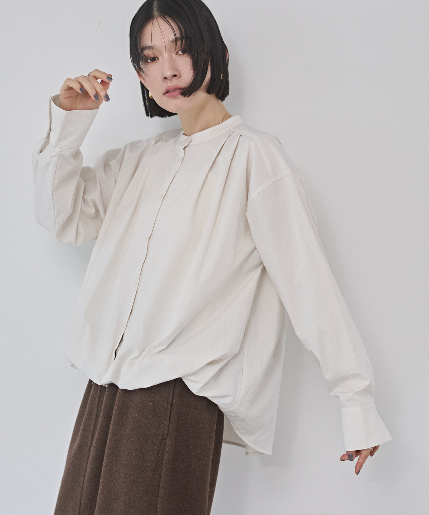 ポリエステルブロード バルーンシャツ