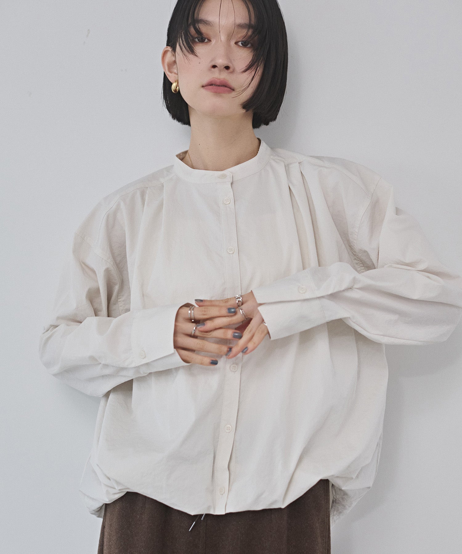 ポリエステルブロード バルーンシャツ