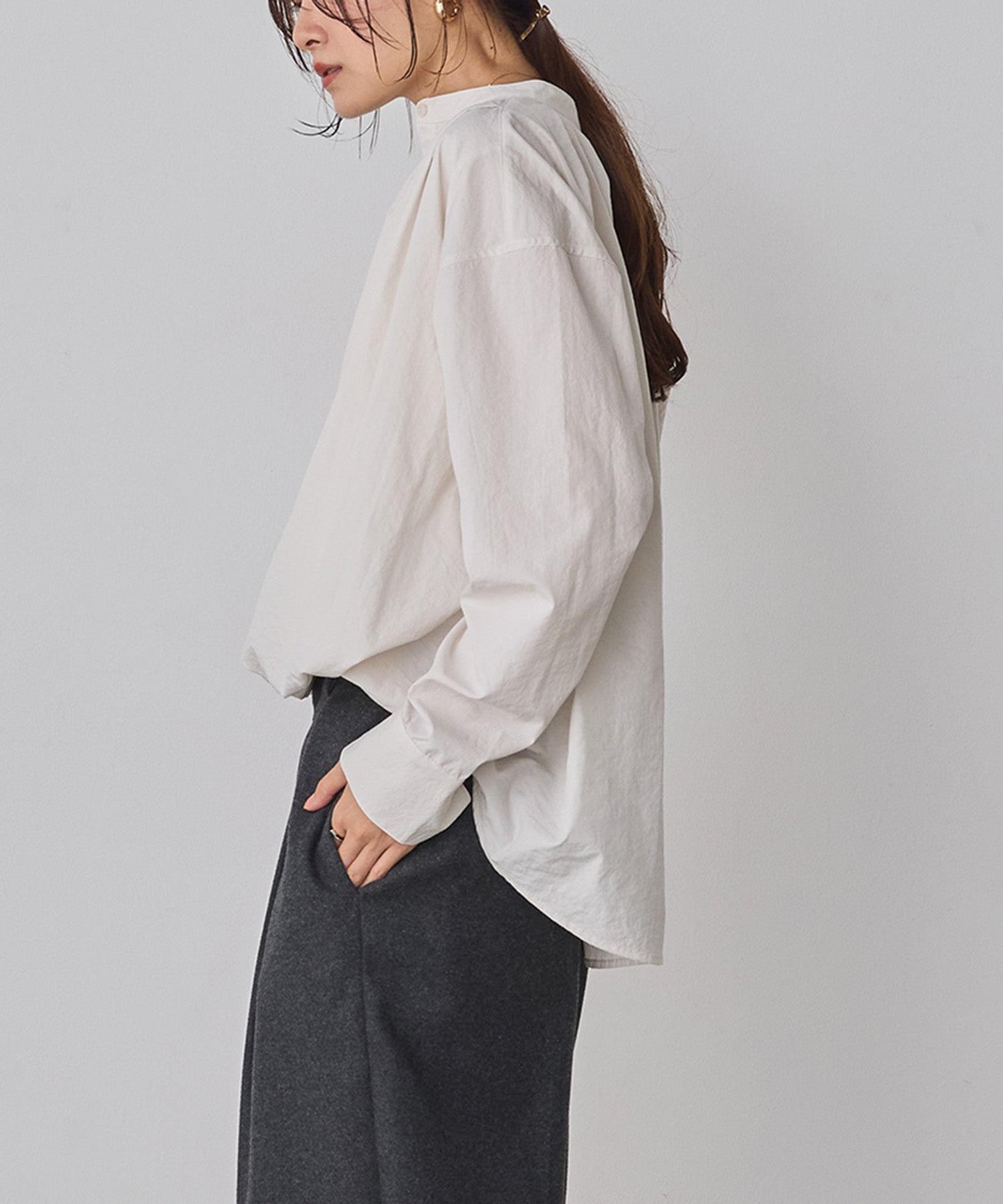 ポリエステルブロード バルーンシャツ