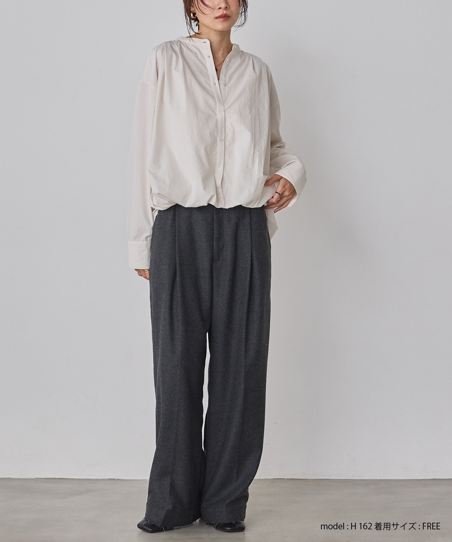 ポリエステルブロード バルーンシャツ