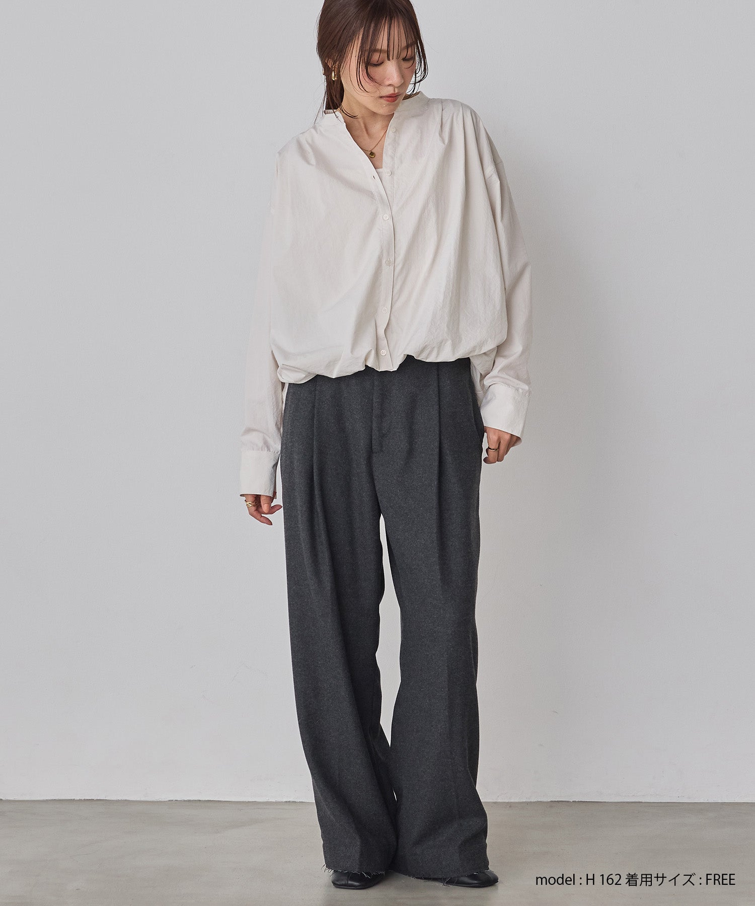 ポリエステルブロード バルーンシャツ