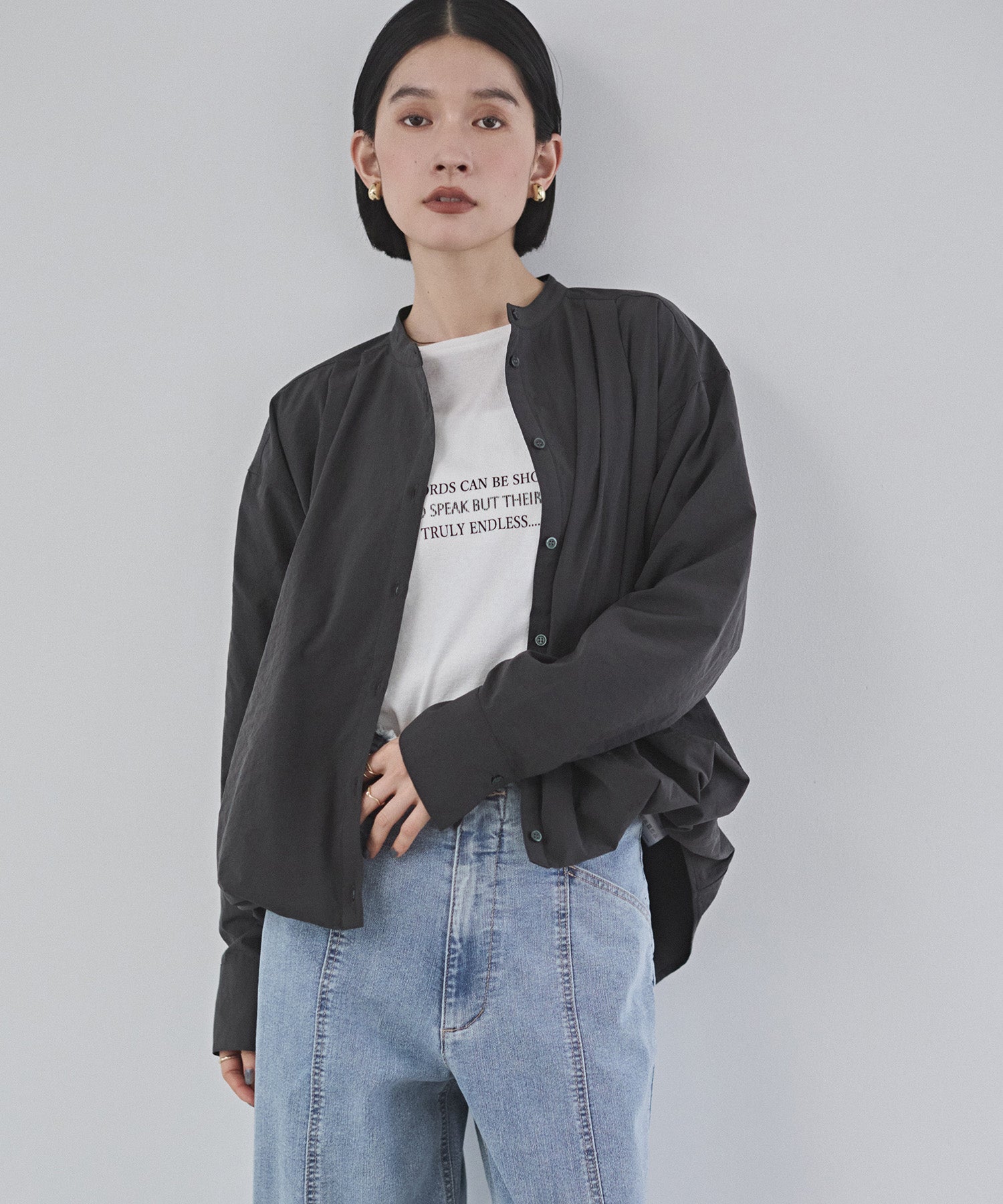 ポリエステルブロード バルーンシャツ