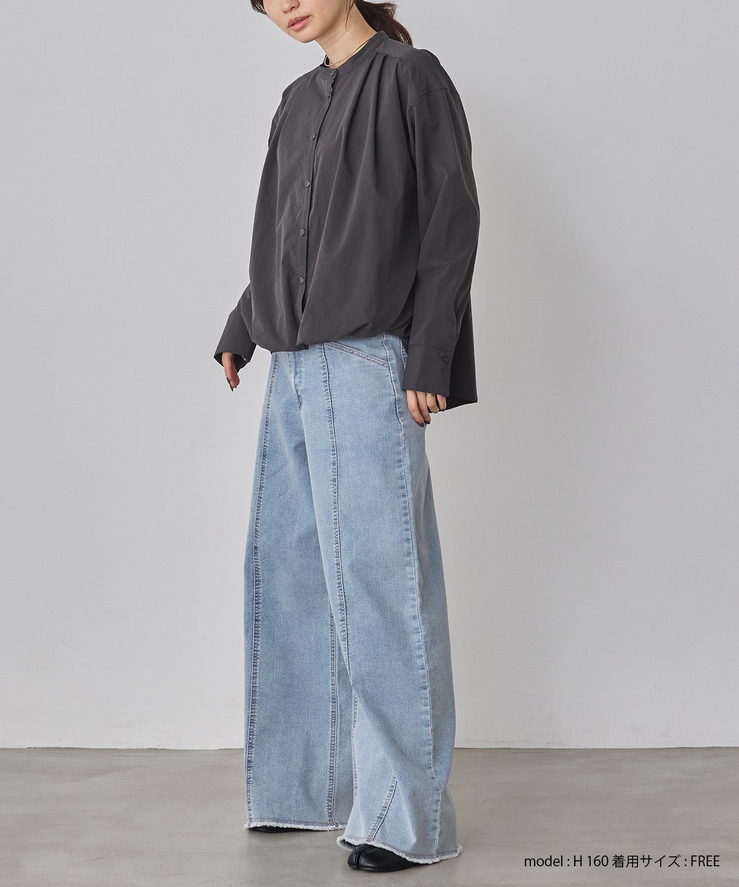ポリエステルブロード バルーンシャツ