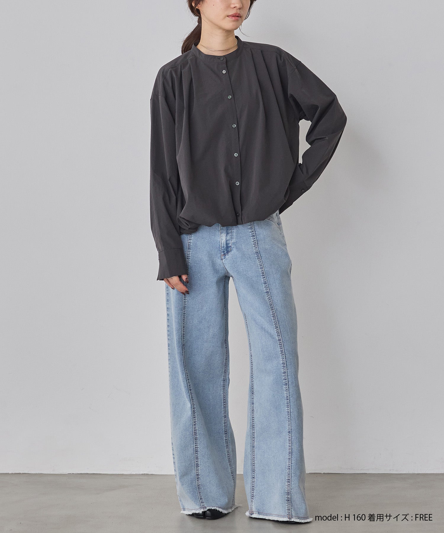 ポリエステルブロード バルーンシャツ