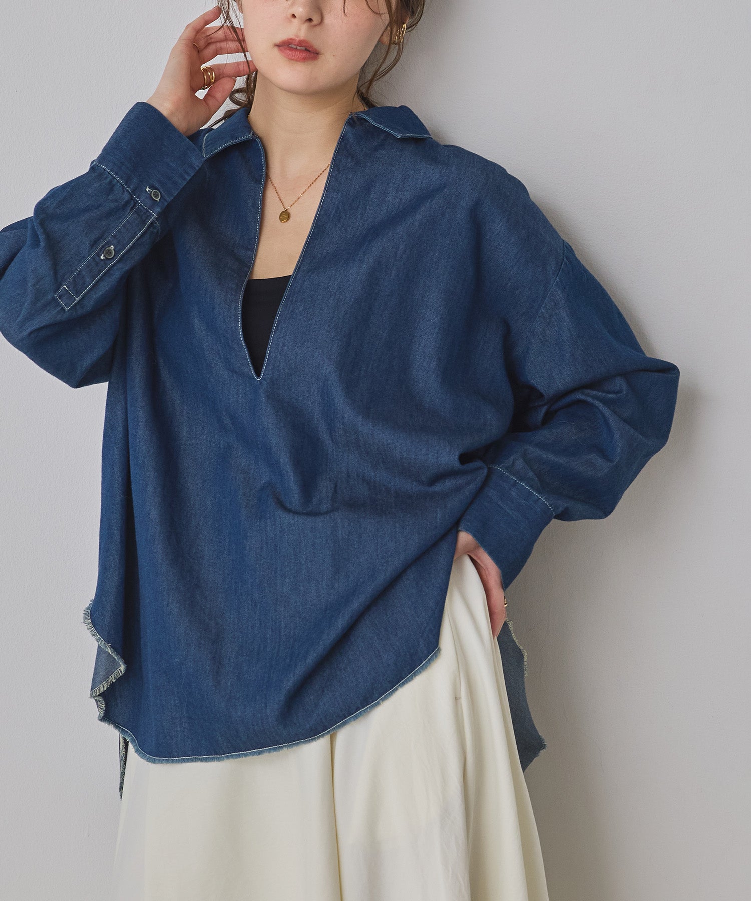 BROAD/TENCEL DENIM SKIPPER SHIRT