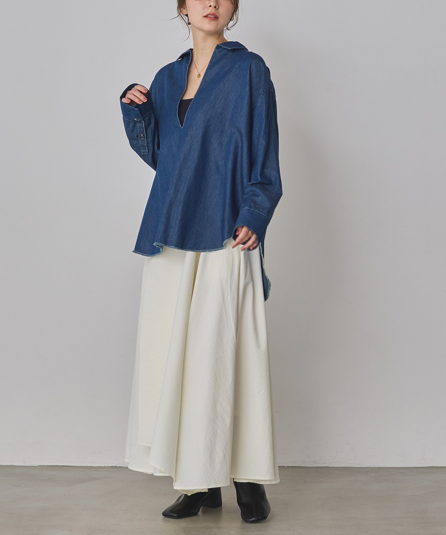 BROAD/TENCEL DENIM SKIPPER SHIRT