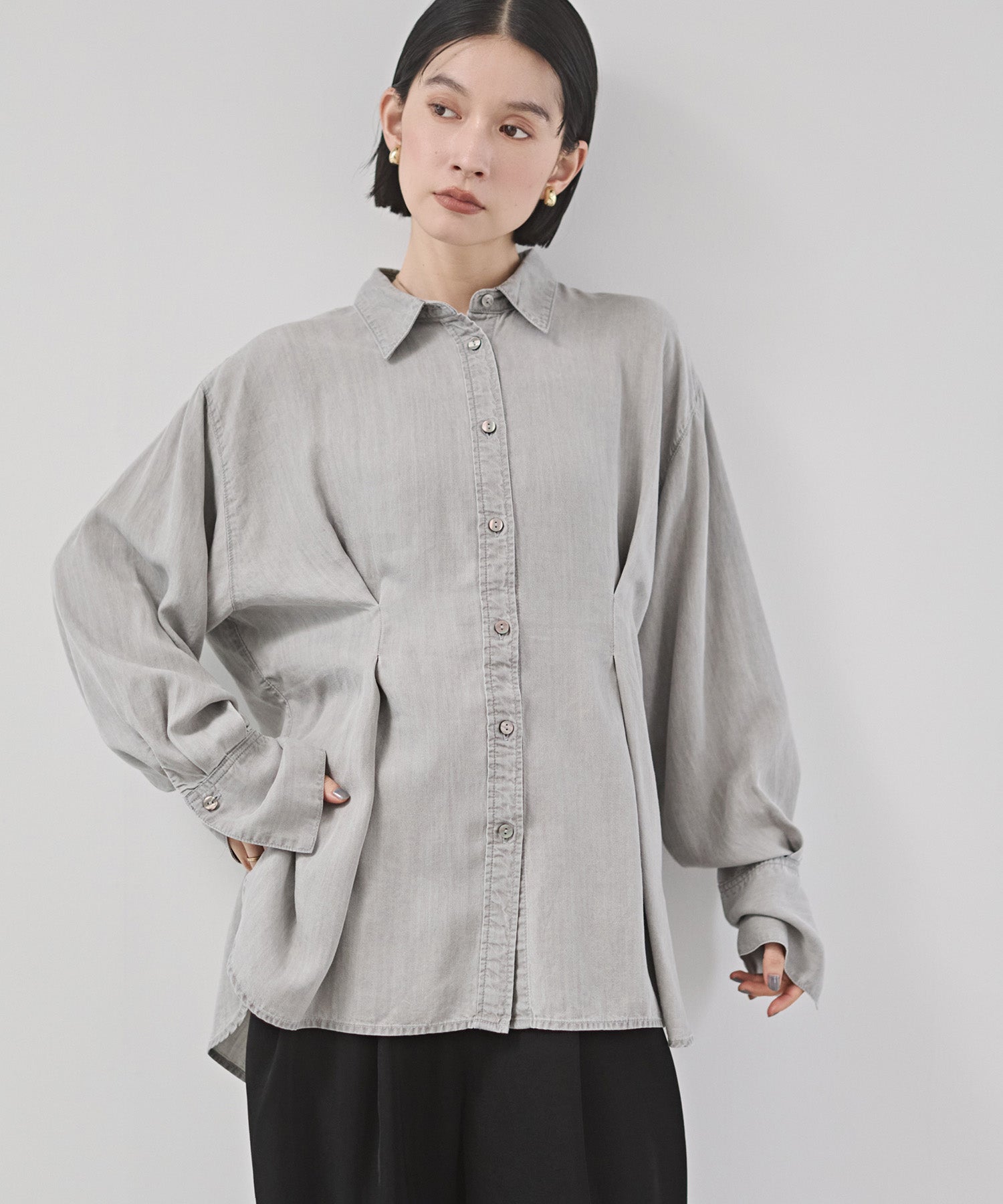 デニム オーバータックシャツ