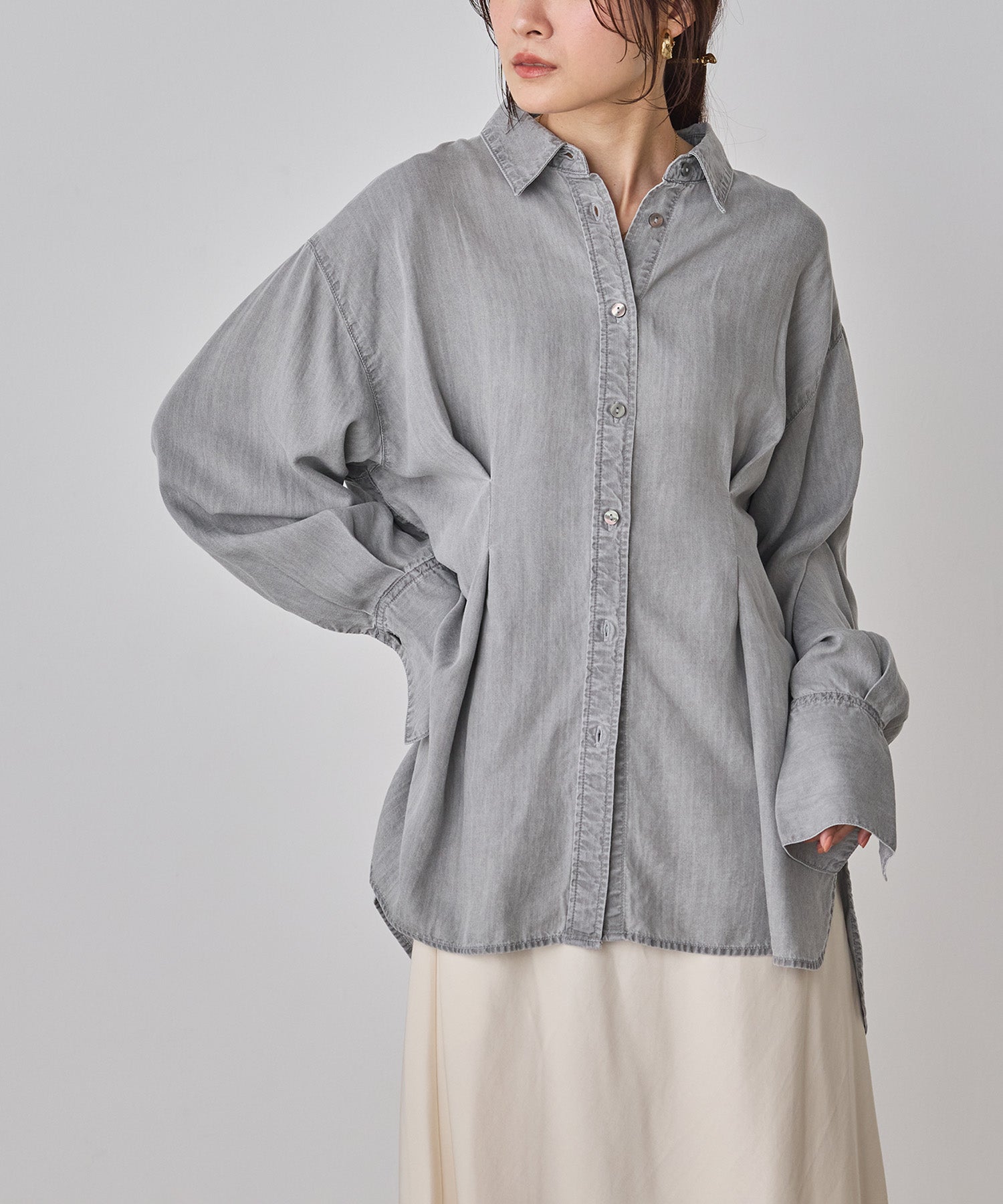 デニム オーバータックシャツ