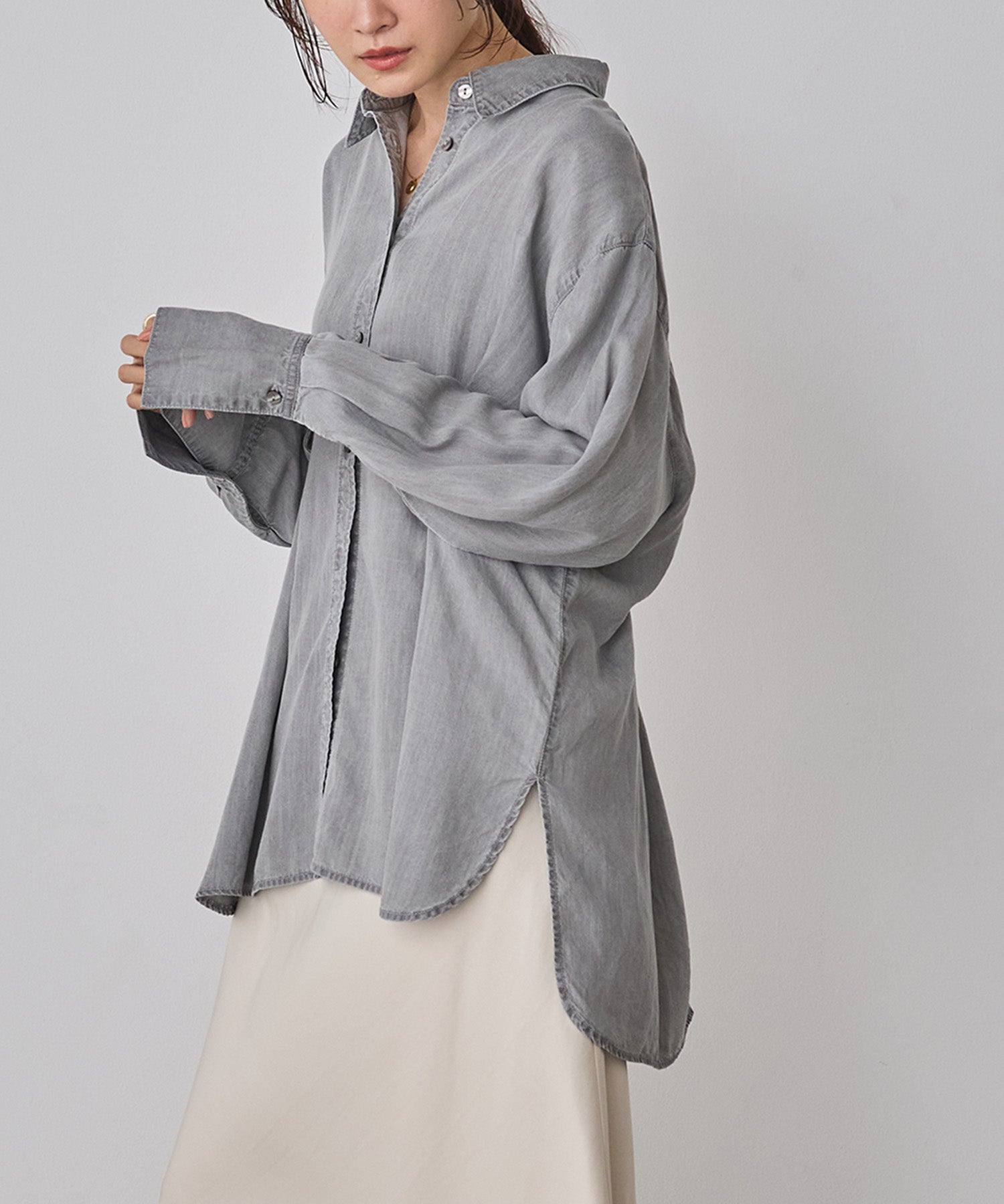 デニム オーバータックシャツ