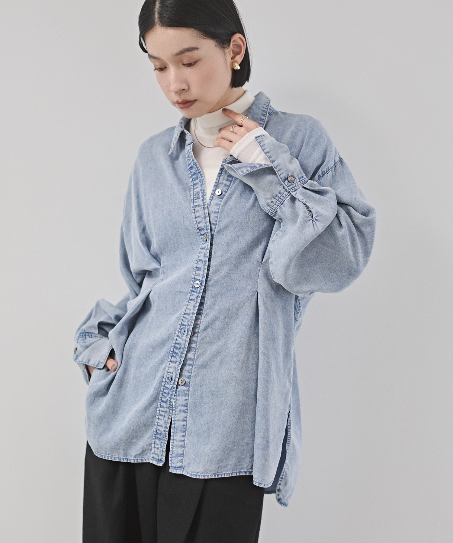 デニム オーバータックシャツ