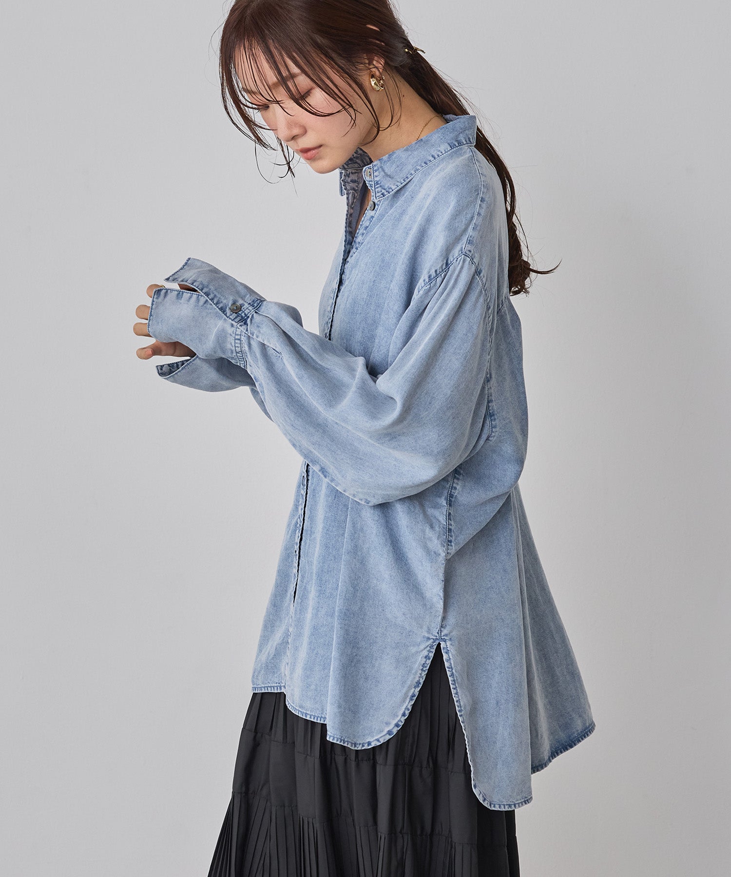 デニム オーバータックシャツ