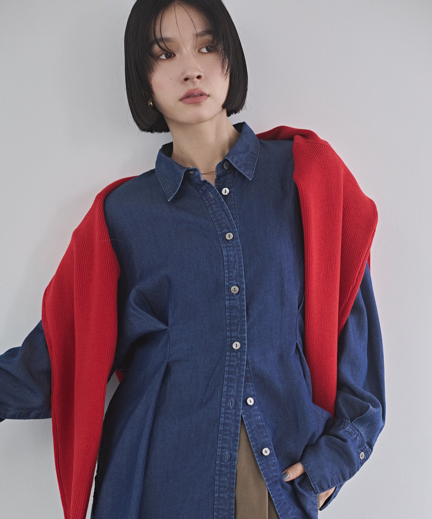 デニム オーバータックシャツ