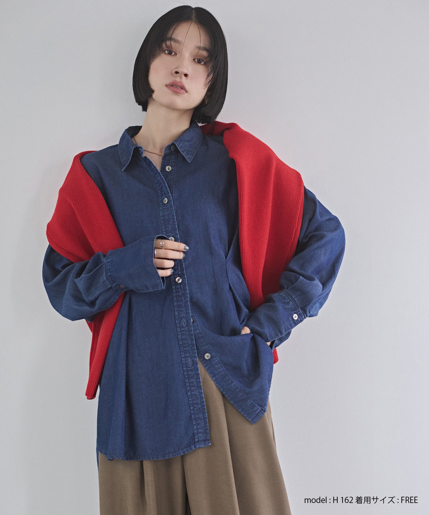 デニム オーバータックシャツ