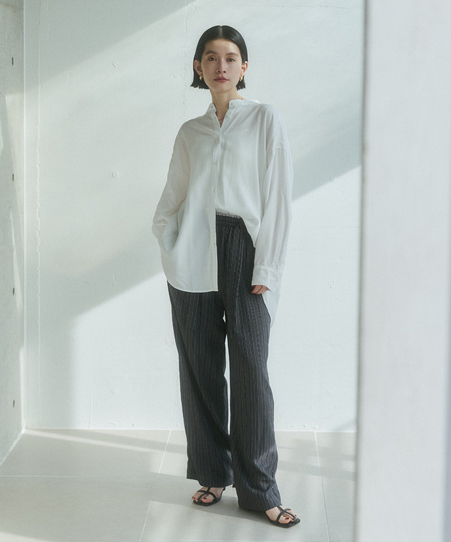 バックギャザー テンセルデニムシャツ