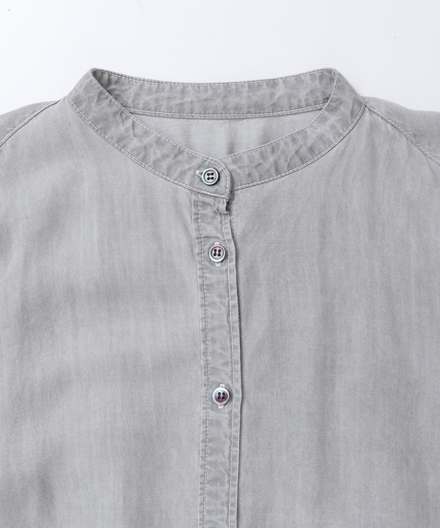 バックギャザー テンセルデニムシャツ