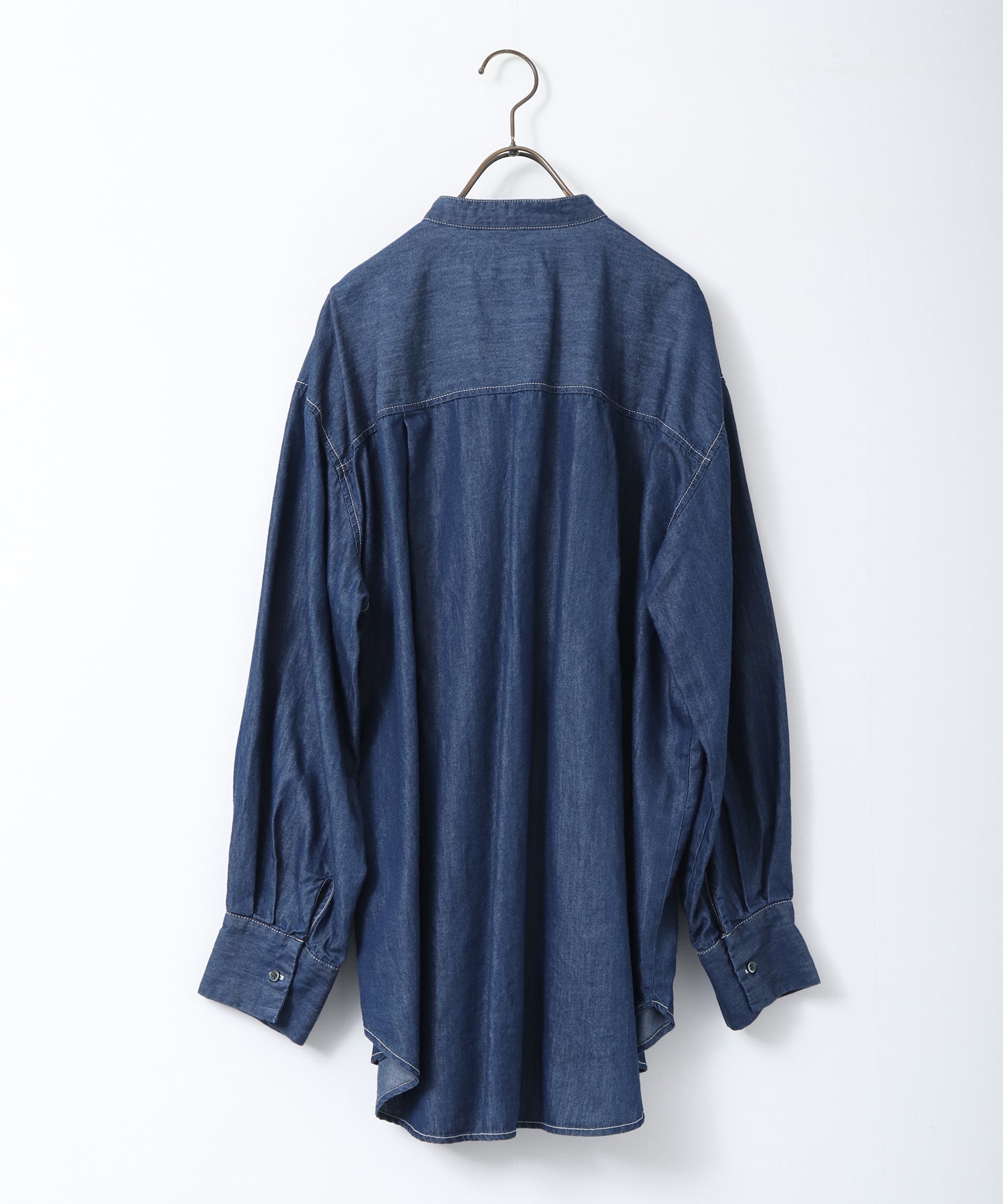 スラブ/デニム ストライプフリルシャツ