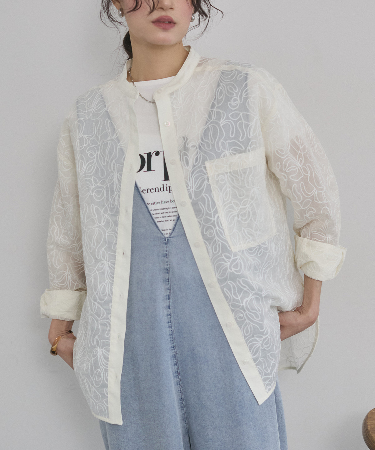 SHEER EMBROIDERED SHIRT