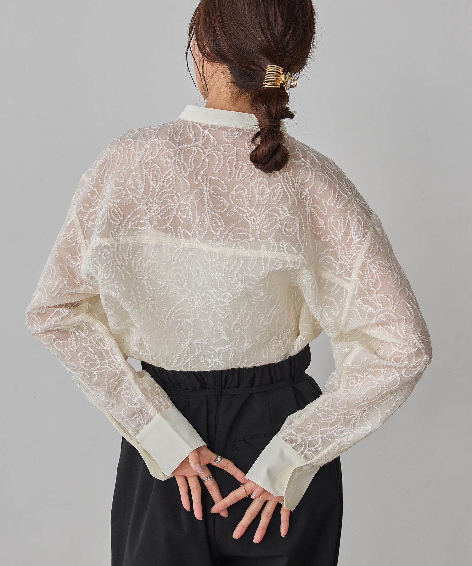 SHEER EMBROIDERED SHIRT
