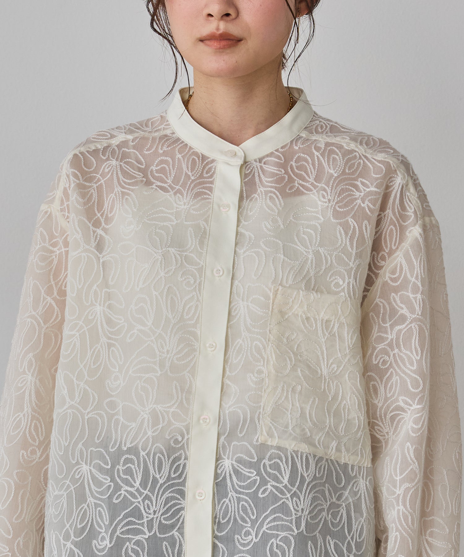 SHEER EMBROIDERED SHIRT