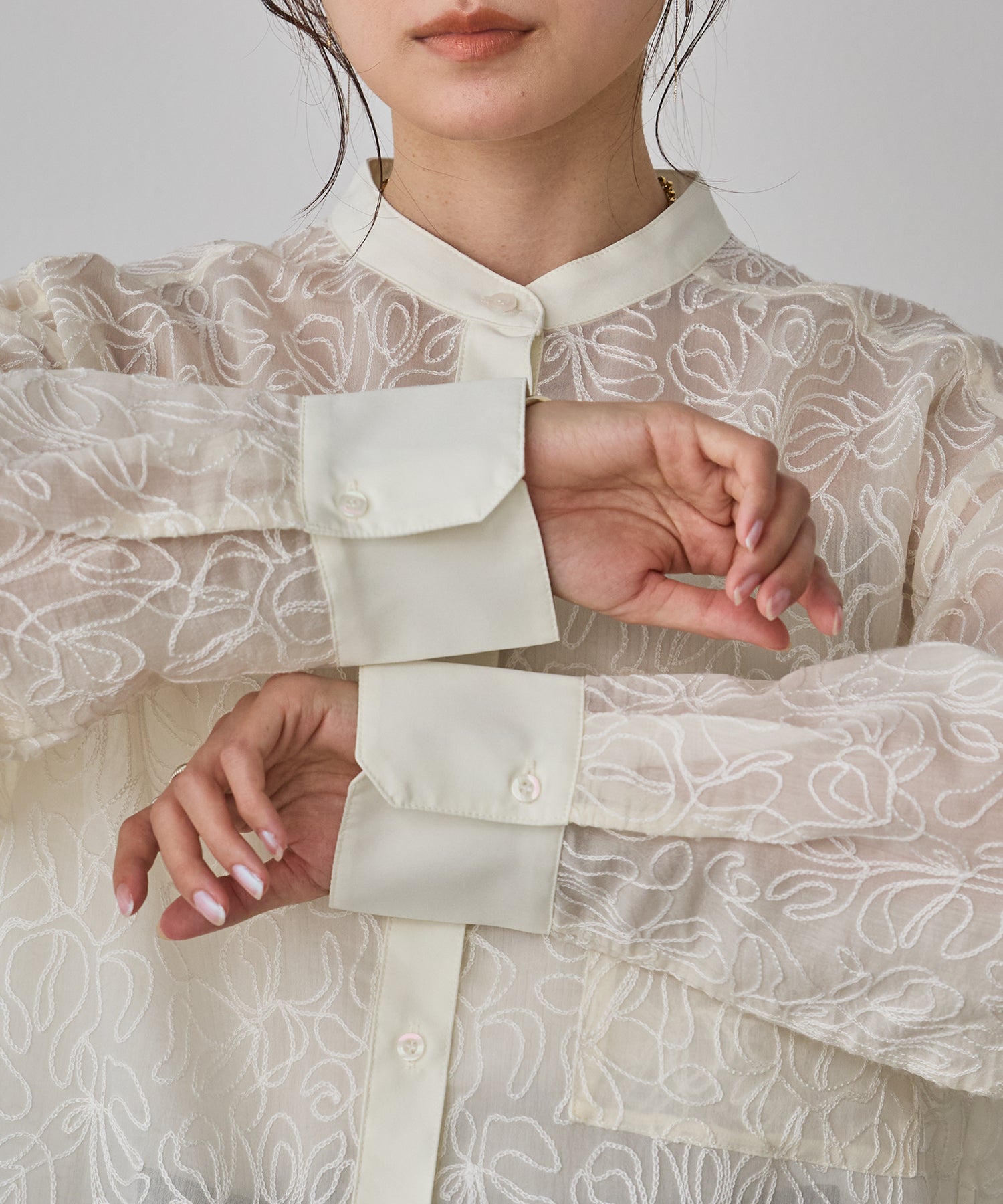 SHEER EMBROIDERED SHIRT