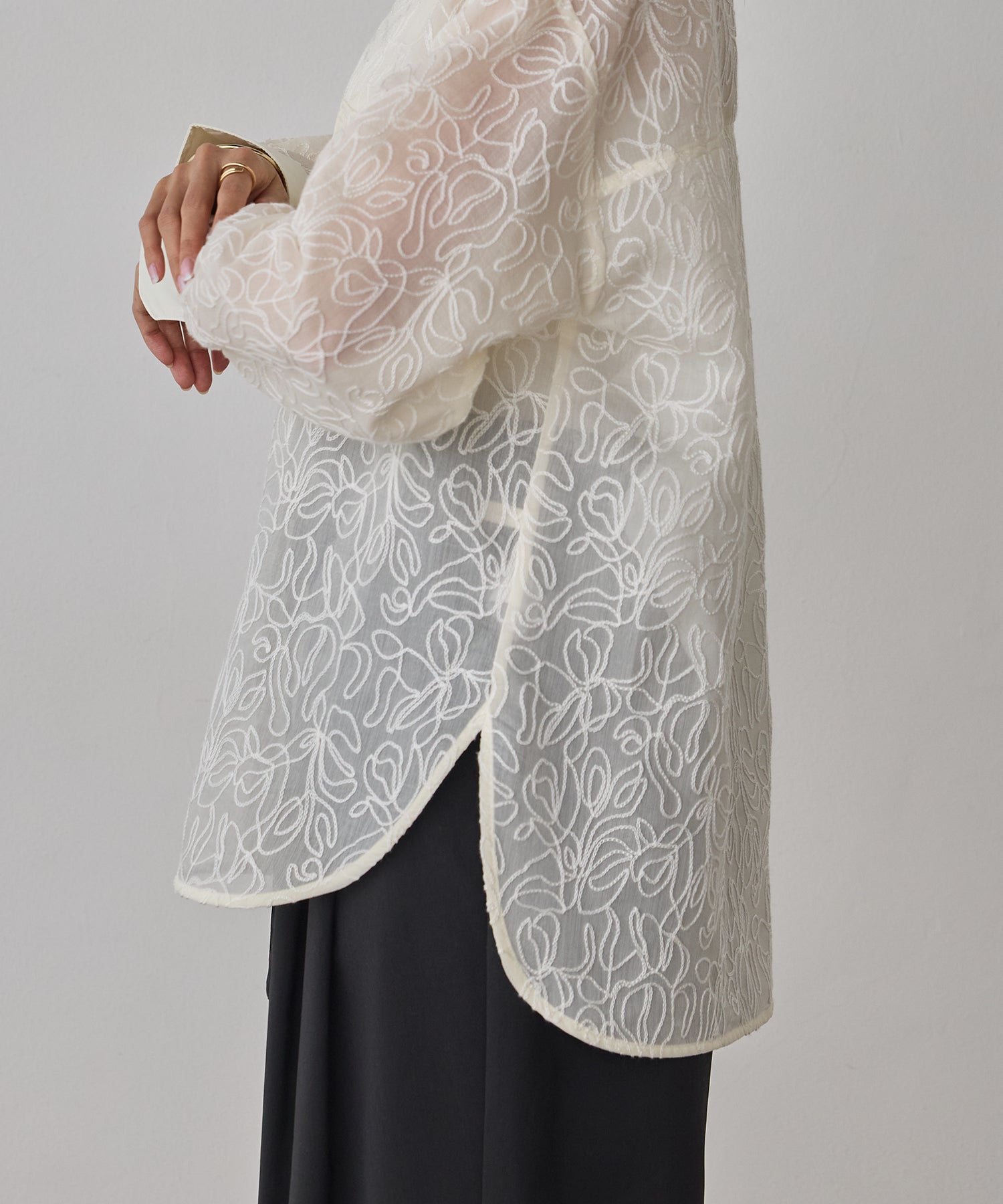 SHEER EMBROIDERED SHIRT