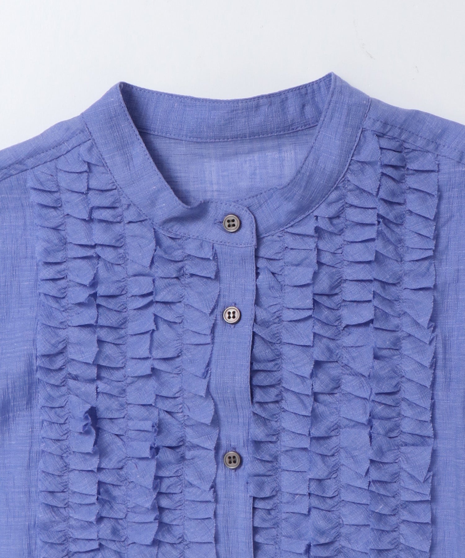 HIGH-TWIST SLUB FRILL BLOUSE