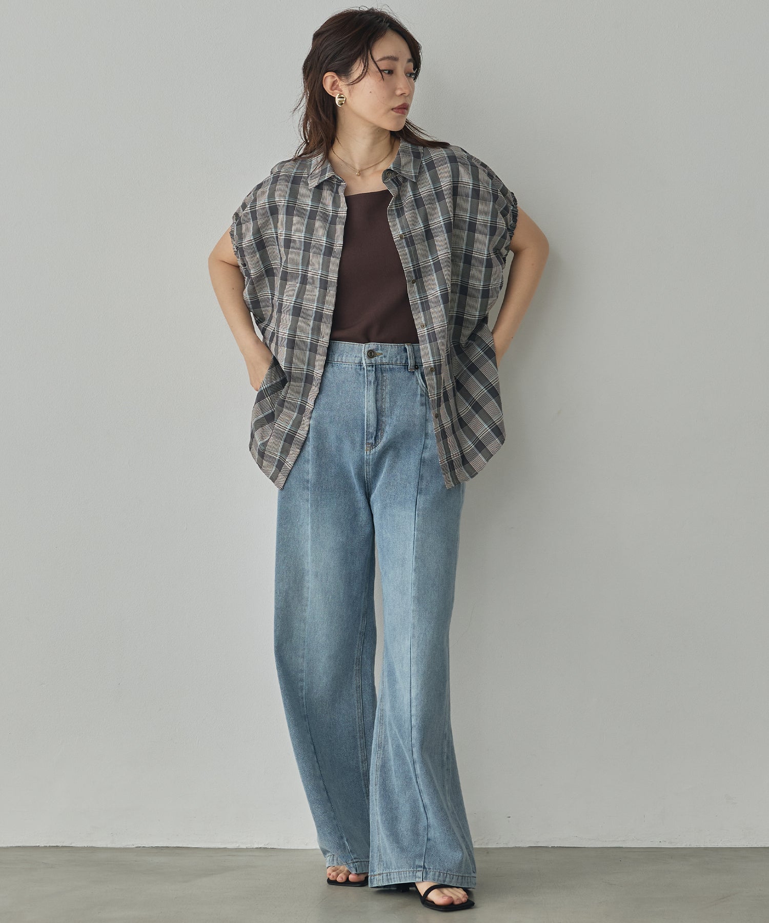 SOLID-COLOR YARN-DYED CHECK OVERSHIRT