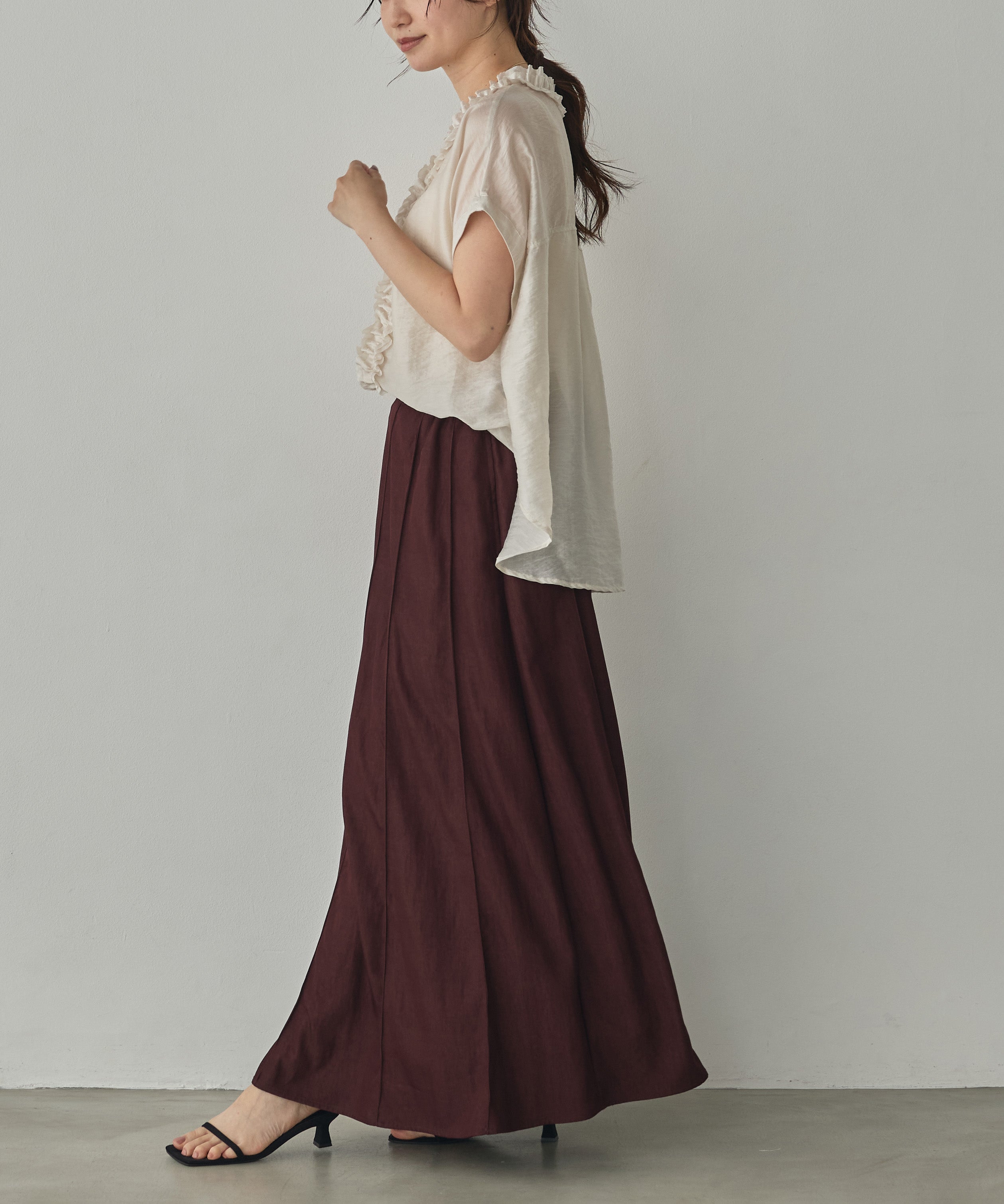 SOLID-COLOR / YARN-DYED CHECKERED FRILL SHIRT