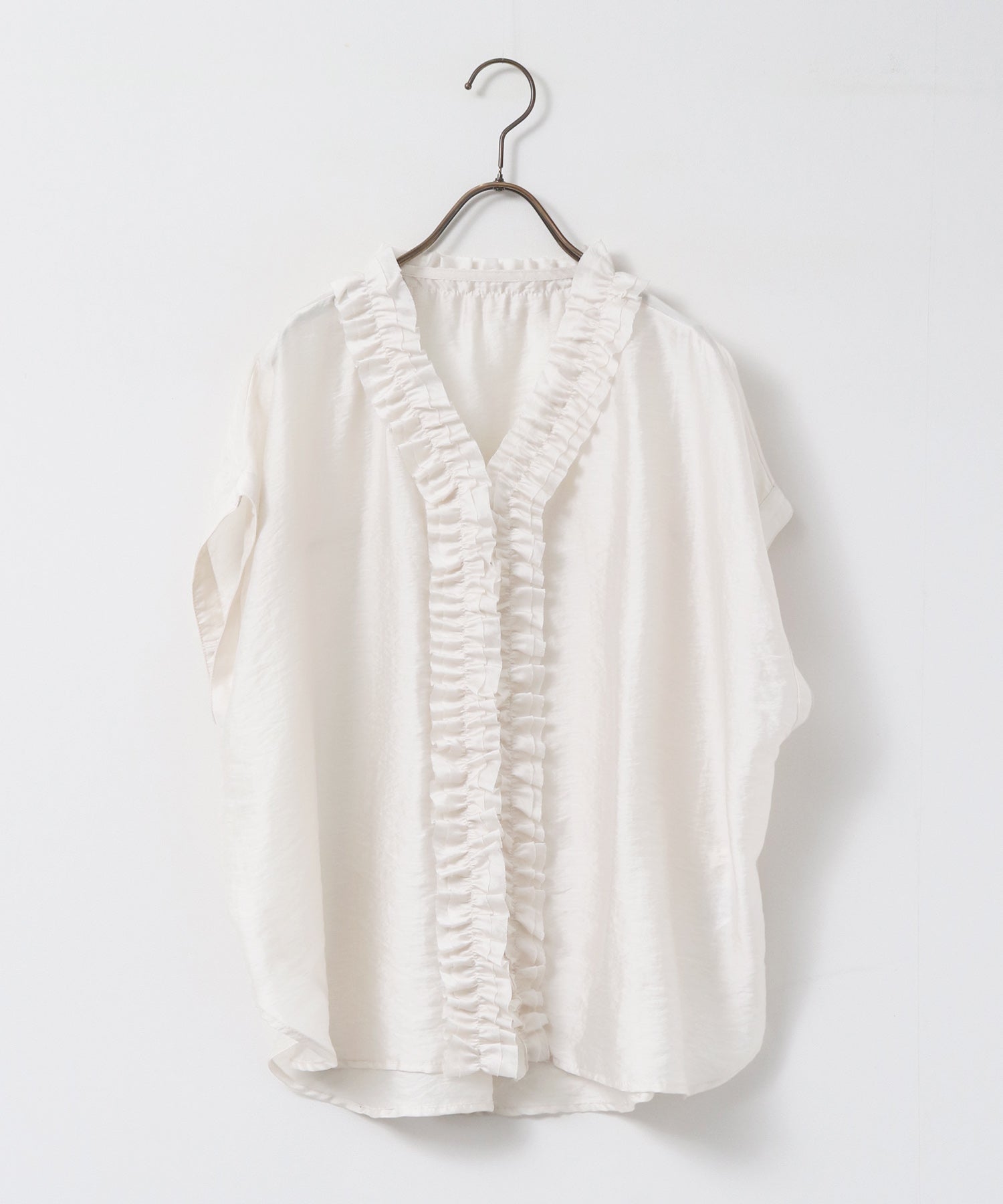 SOLID-COLOR / YARN-DYED CHECKERED FRILL SHIRT