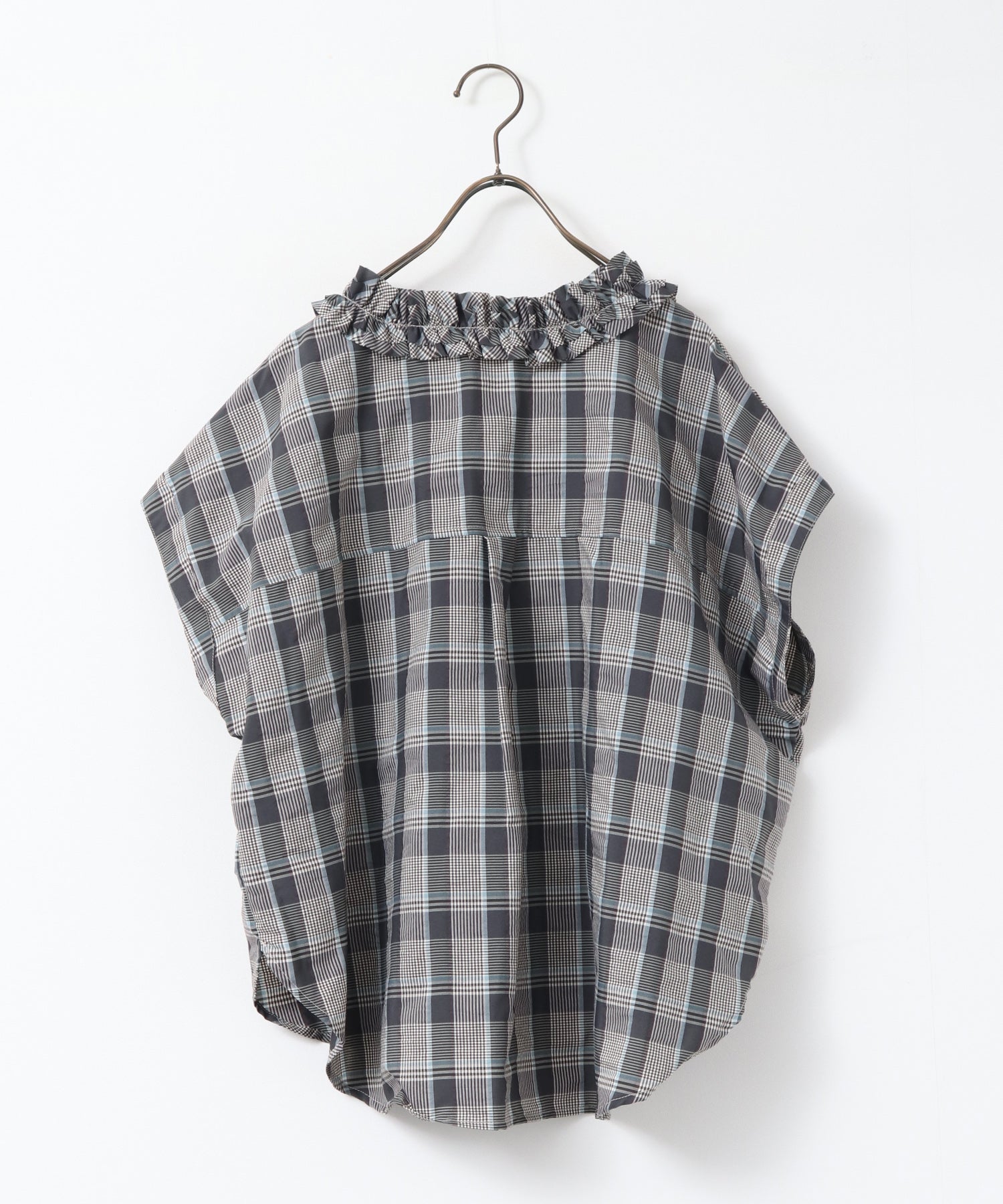 SOLID-COLOR / YARN-DYED CHECKERED FRILL SHIRT