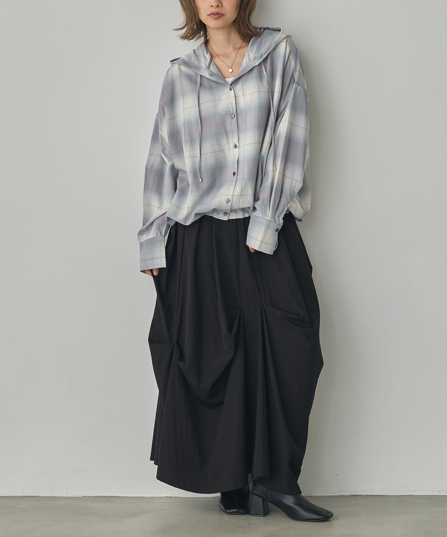 CHEQUERED HOODED SHIRT