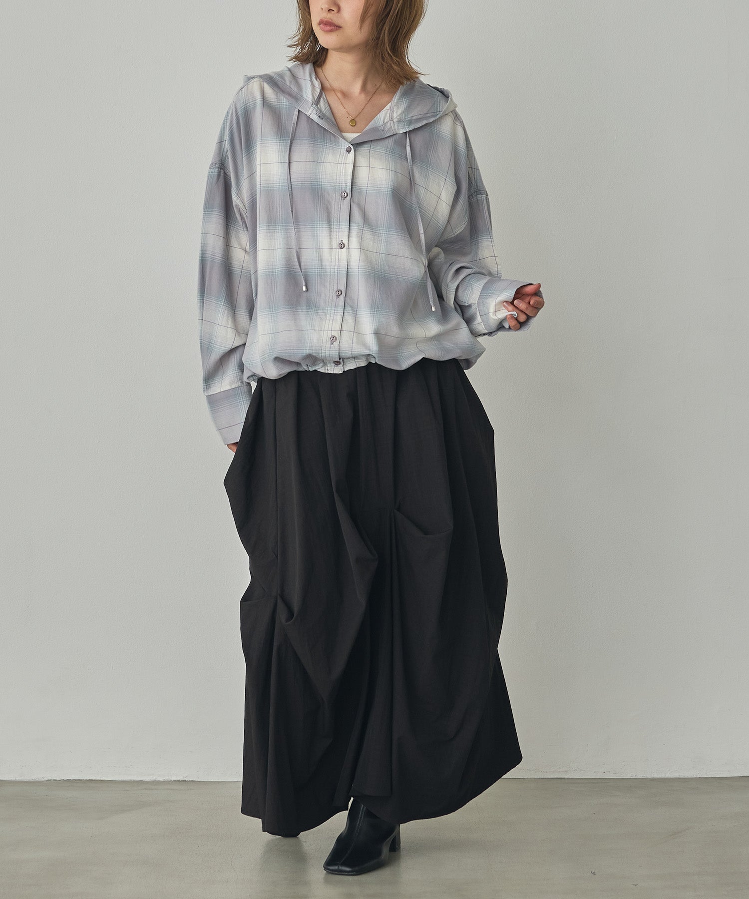 CHEQUERED HOODED SHIRT