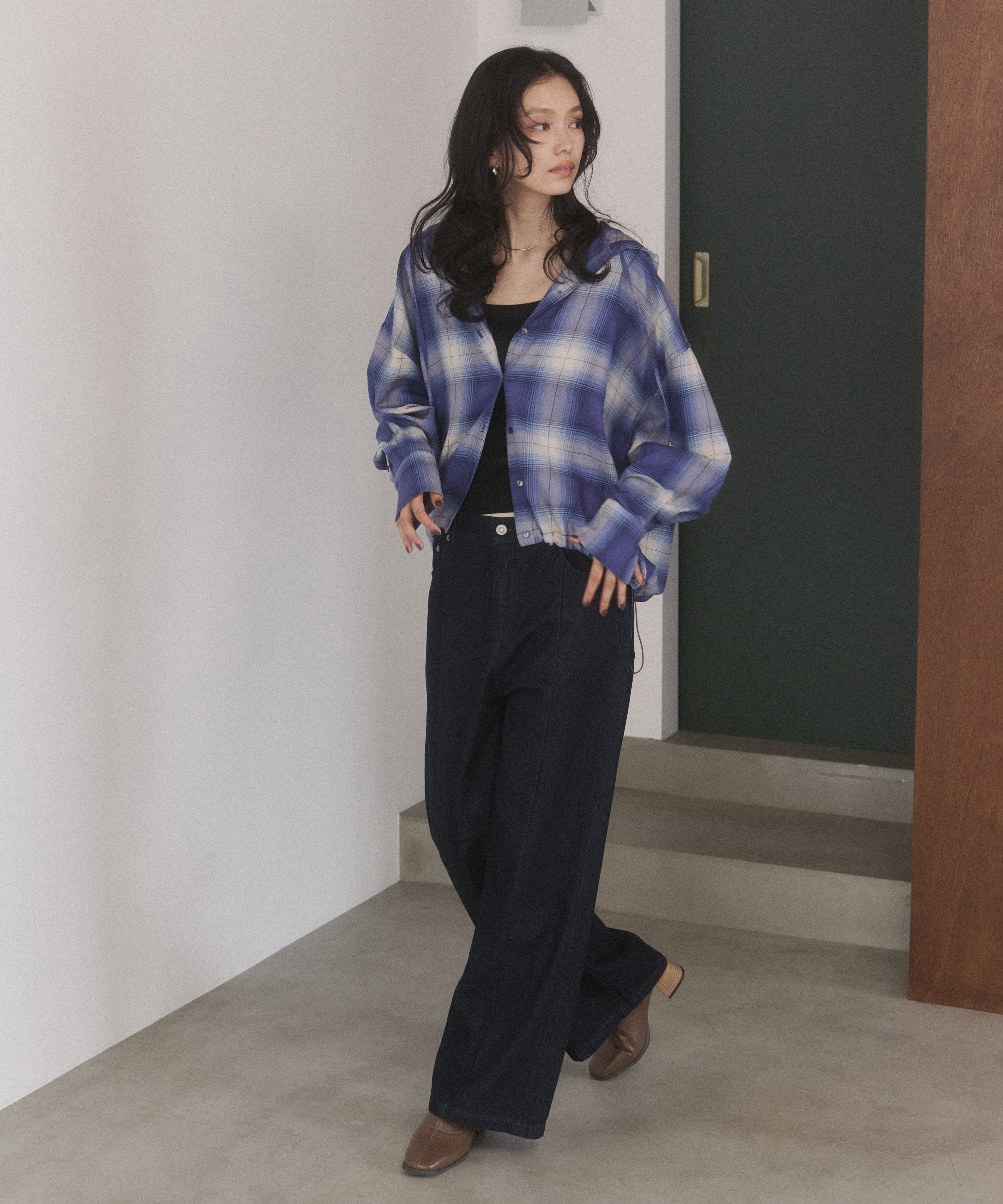 CHEQUERED HOODED SHIRT