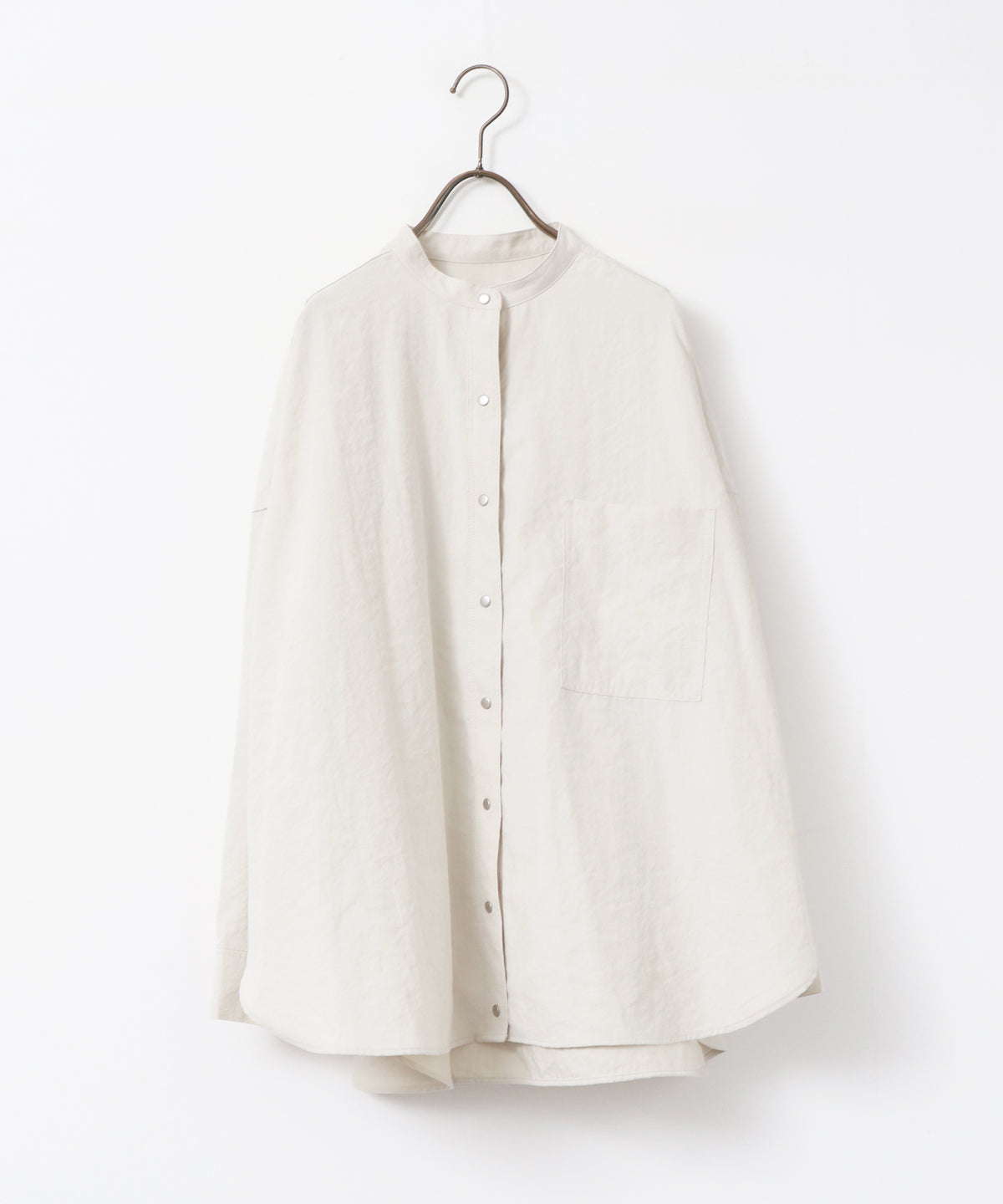 PEACH SUEDE 2WAY LENGTH BAND COLLAR SHIRT
