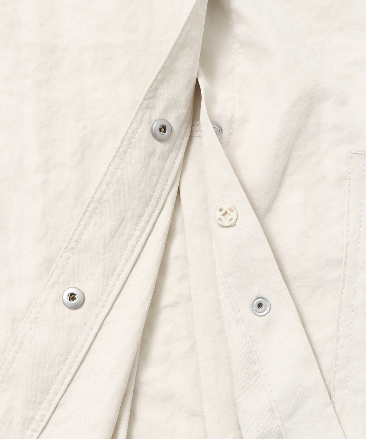 PEACH SUEDE 2WAY LENGTH BAND COLLAR SHIRT