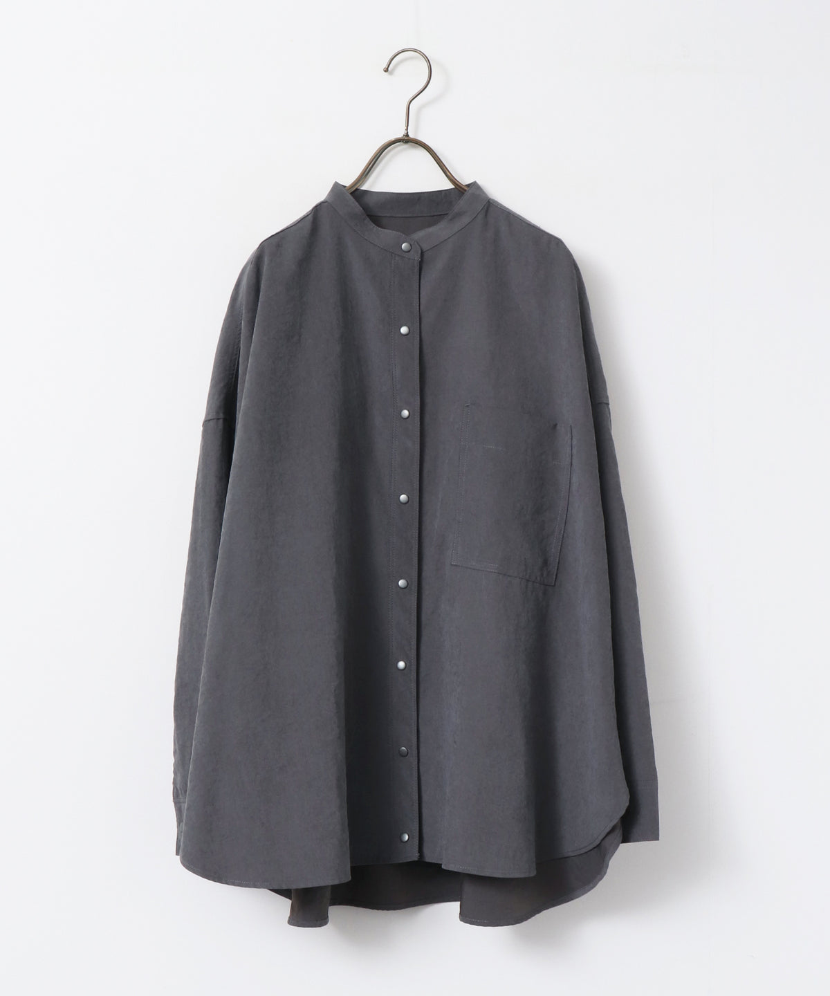 PEACH SUEDE 2WAY LENGTH BAND COLLAR SHIRT