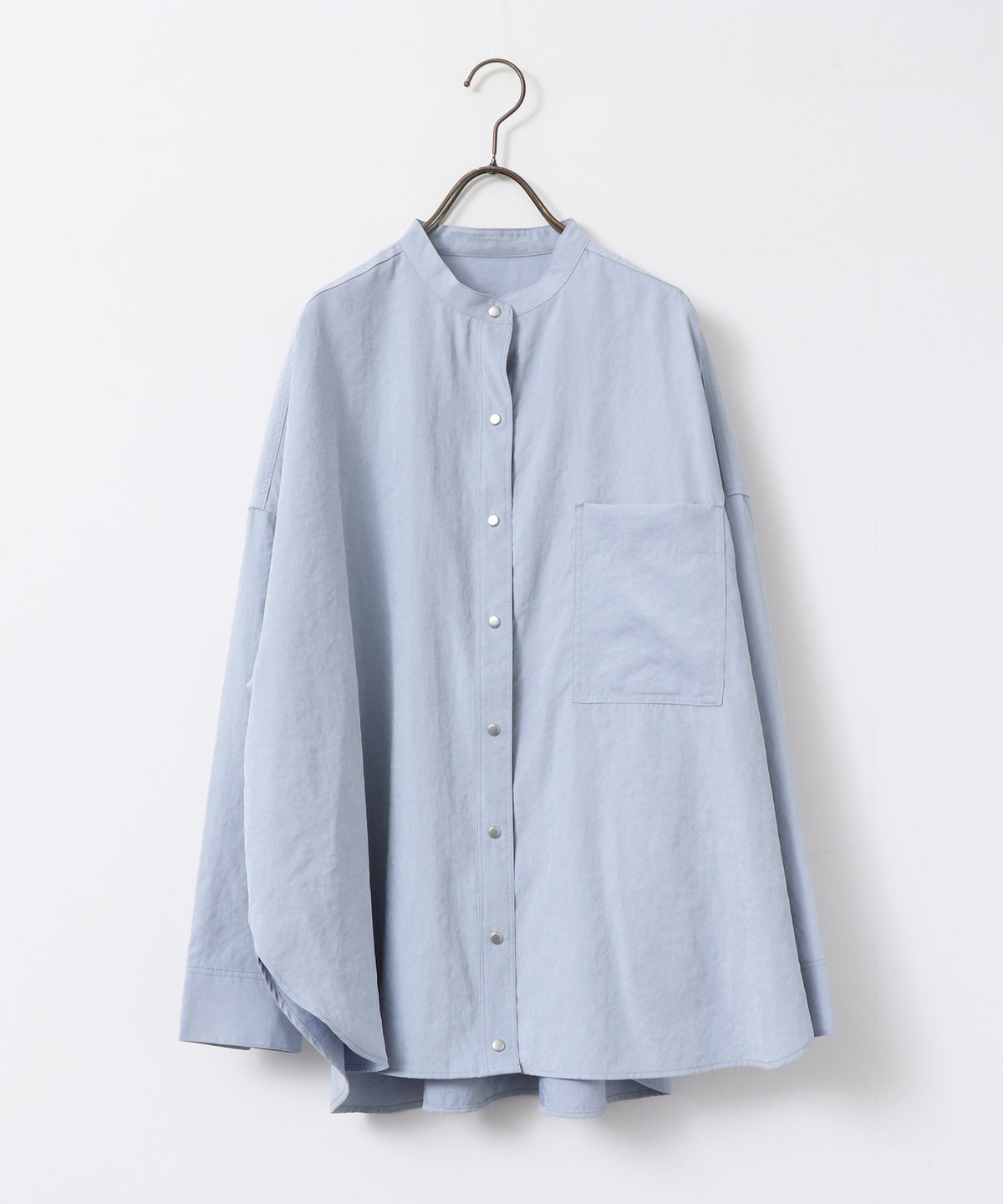 PEACH SUEDE 2WAY LENGTH BAND COLLAR SHIRT
