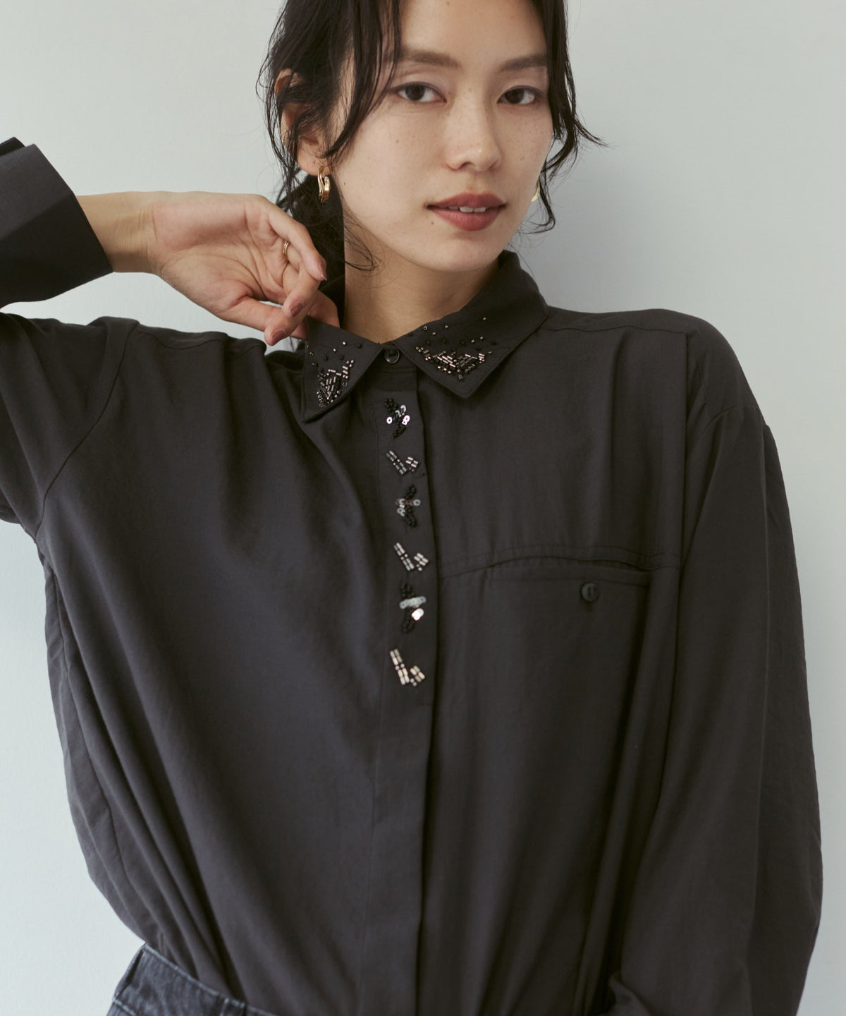 BEADED EMBROIDERED SHIRT