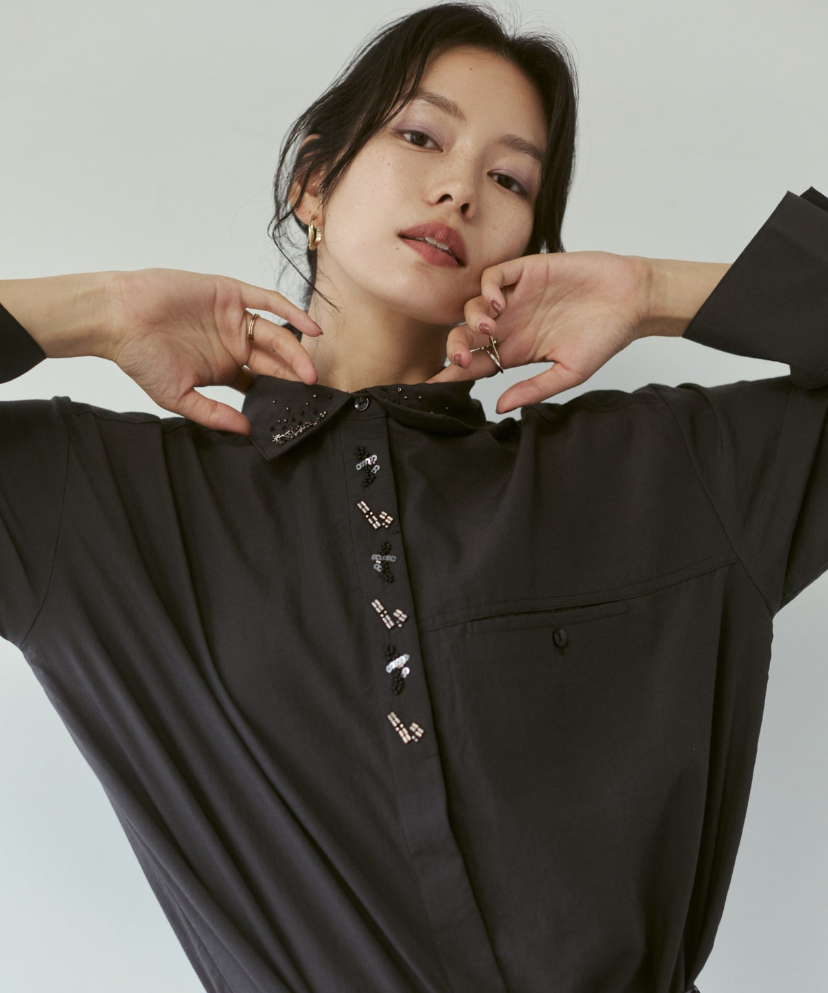 BEADED EMBROIDERED SHIRT