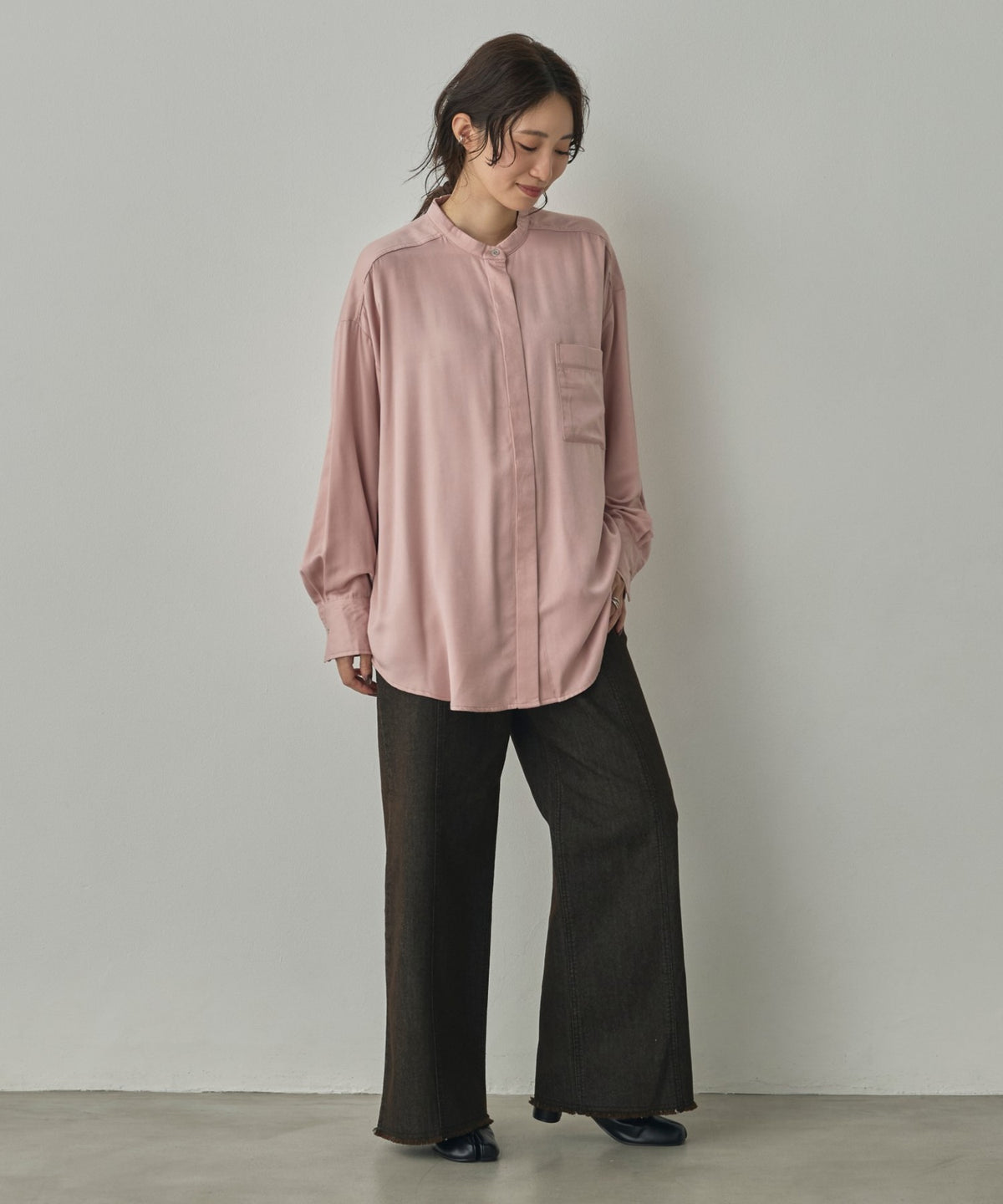 2-WAY CUPRA-LIKE BAND COLLAR SHIRT