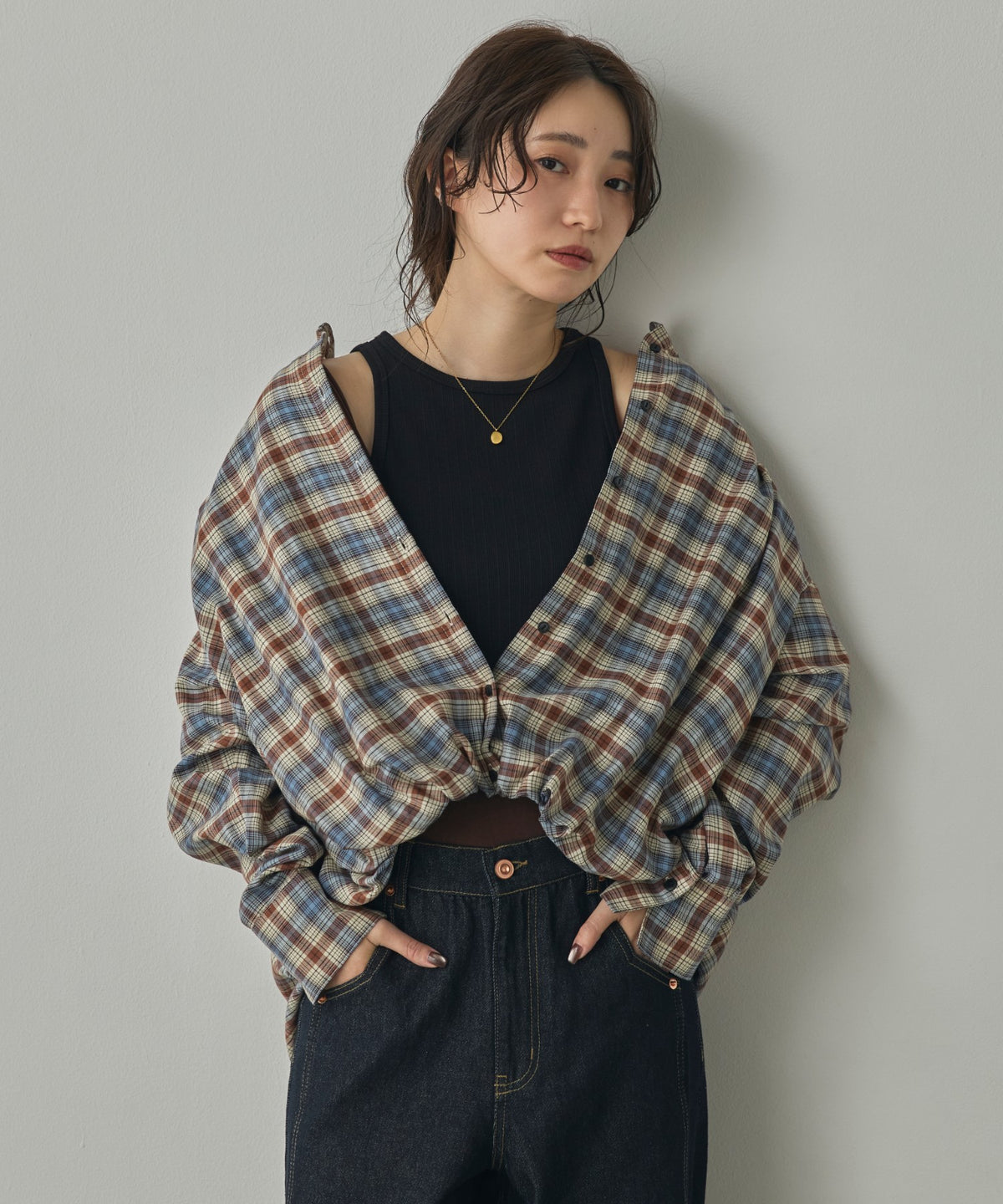 CHECK-FRONT SHIRT
