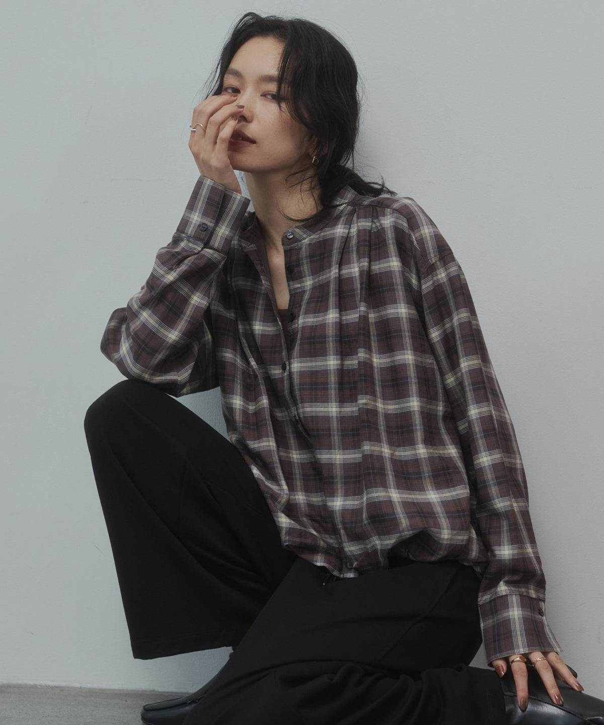 CHECK-FRONT SHIRT
