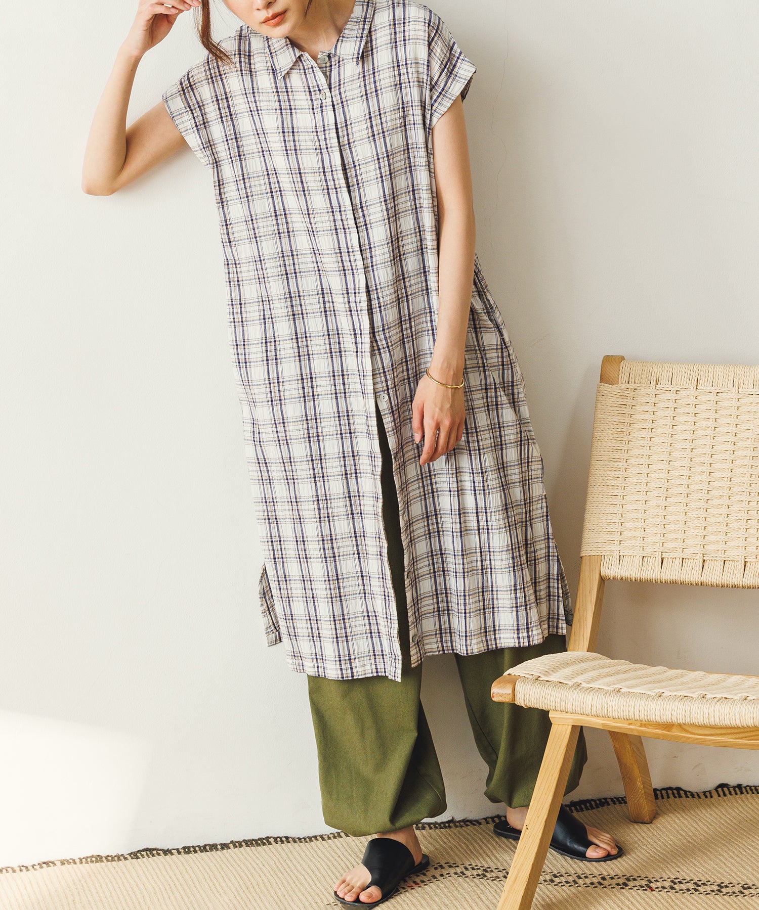 チェックシャツワンピース