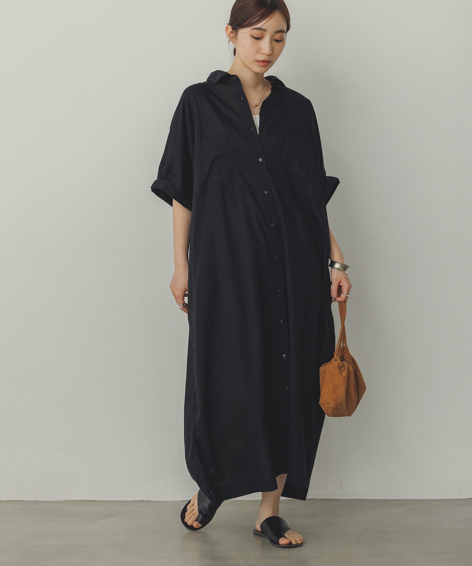 ドルマンシャツワンピース
