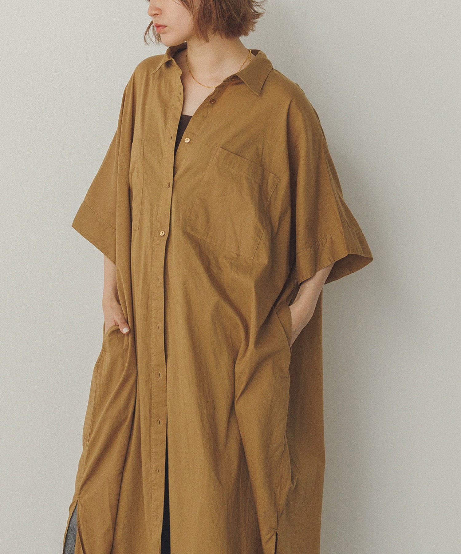ドルマンシャツワンピース