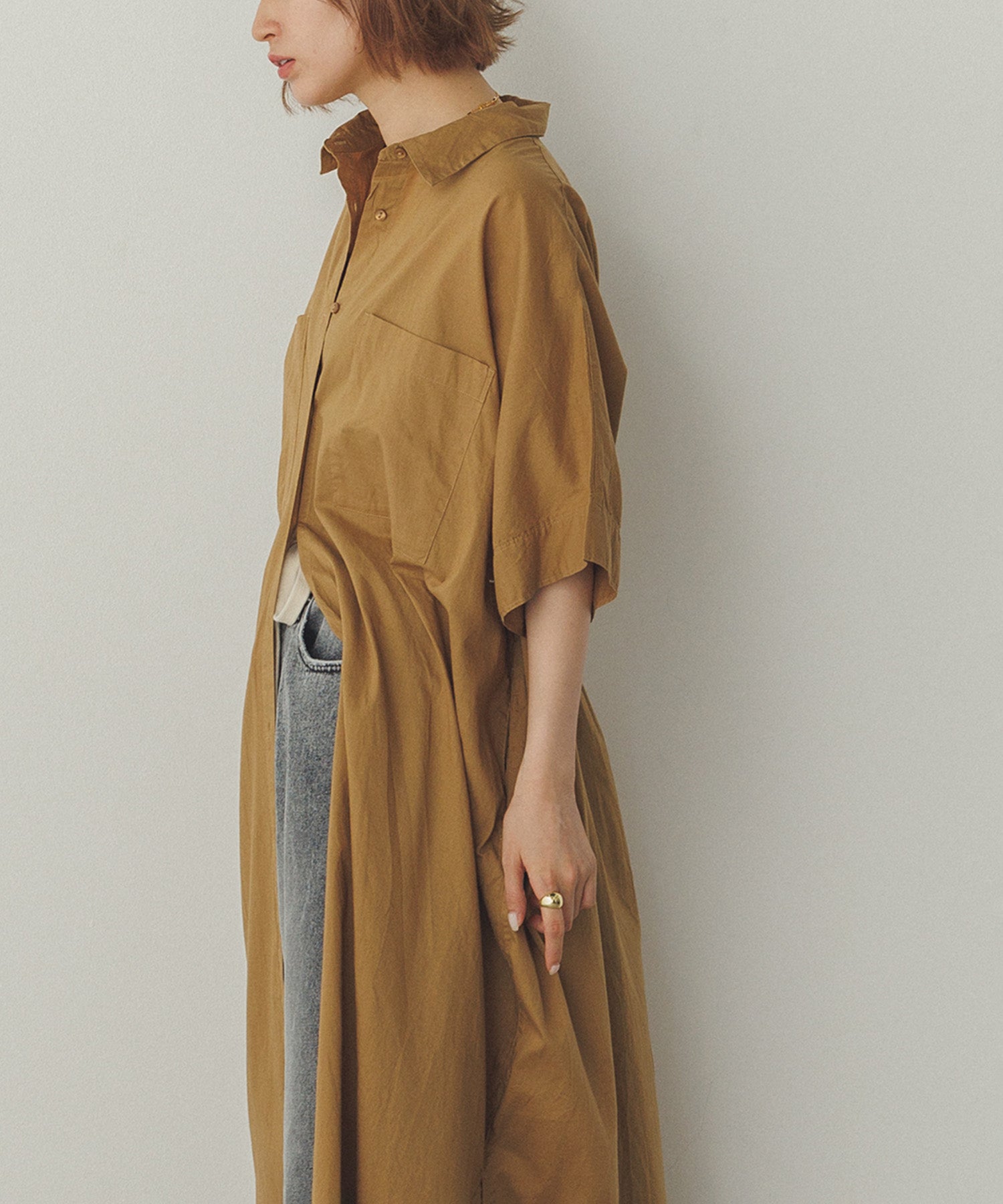 ドルマンシャツワンピース