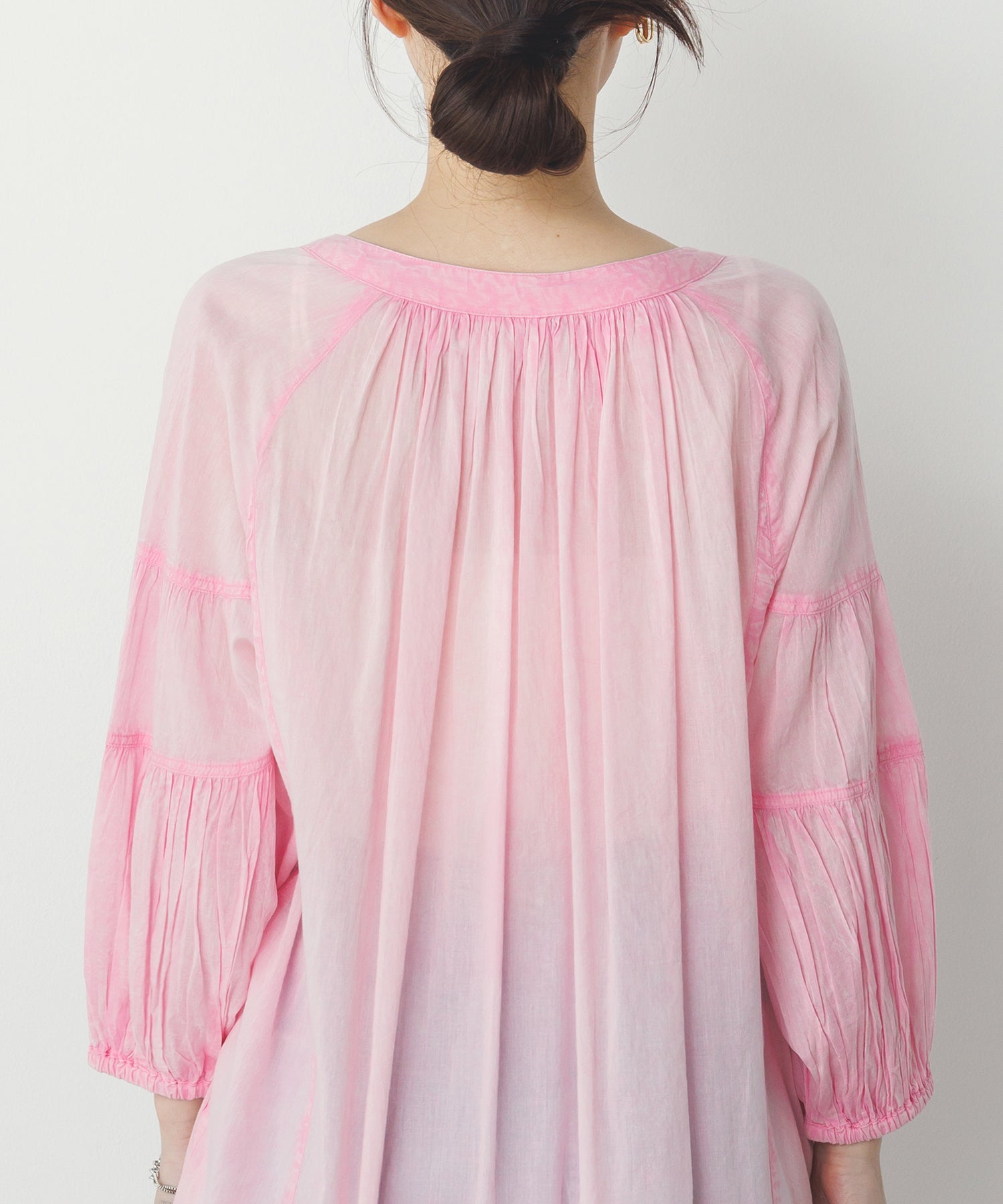 コットンボイル 七分袖シャツワンピース