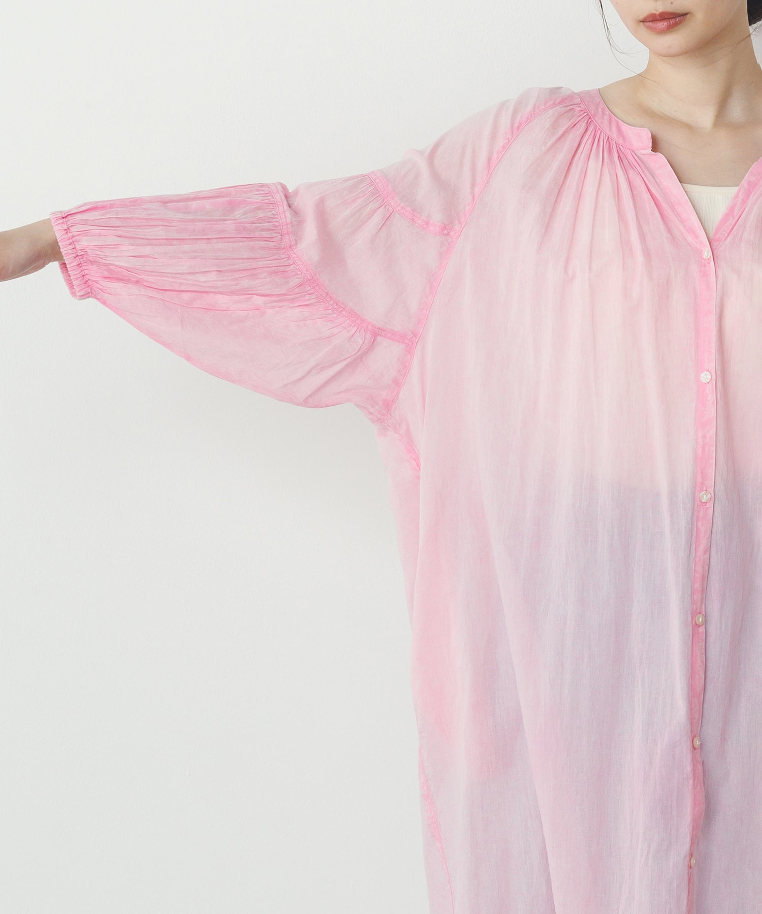 コットンボイル 七分袖シャツワンピース