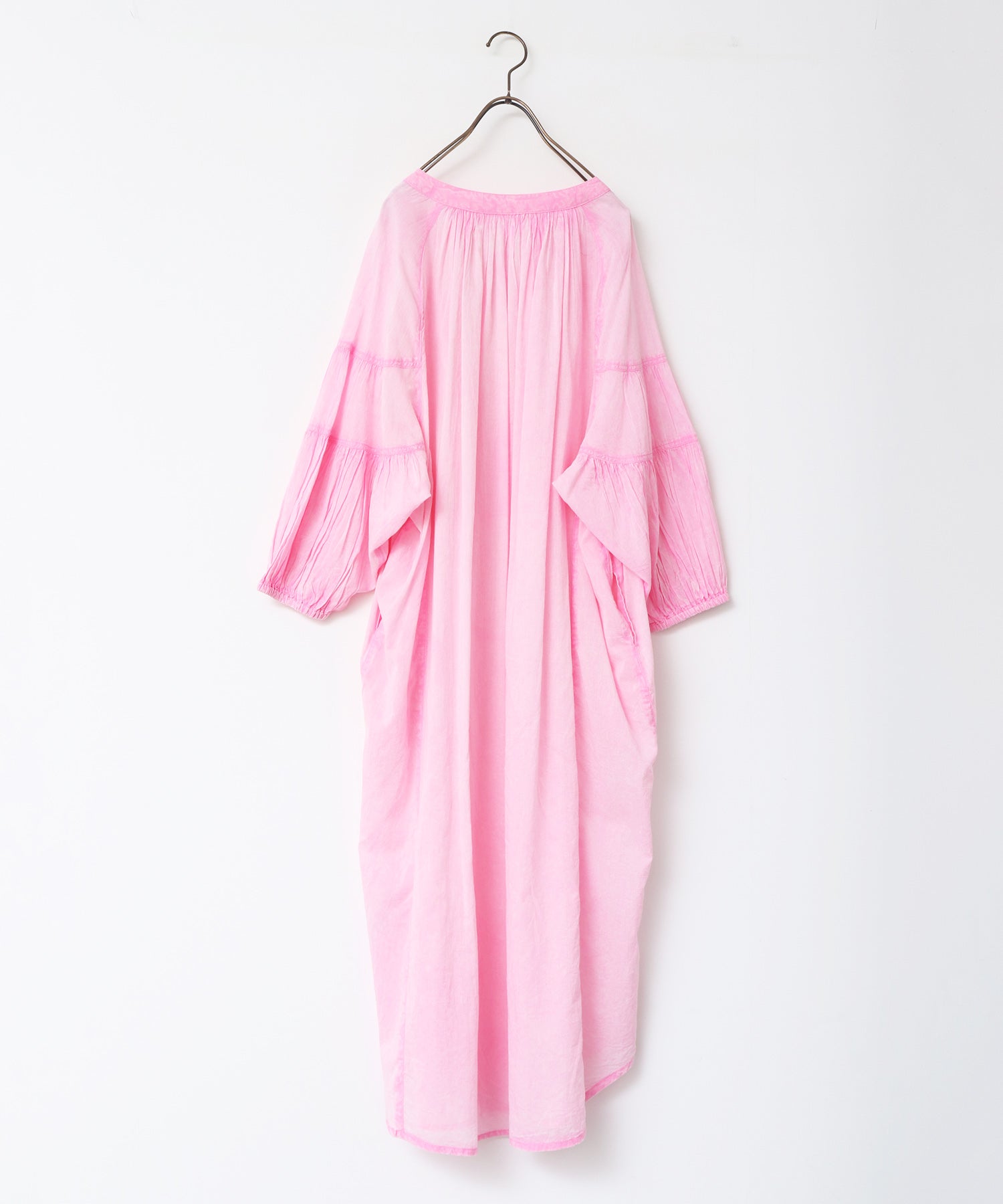 コットンボイル 七分袖シャツワンピース